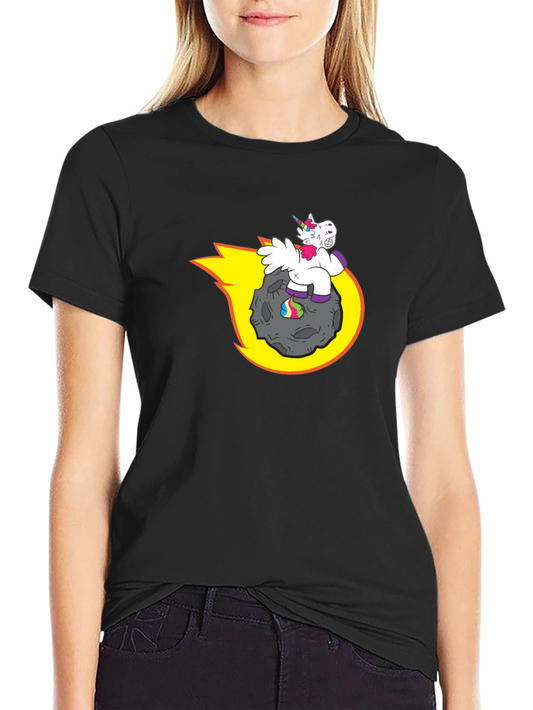 Unicorn Riding Asteroid T-Shirt - Funny Graphic Tee