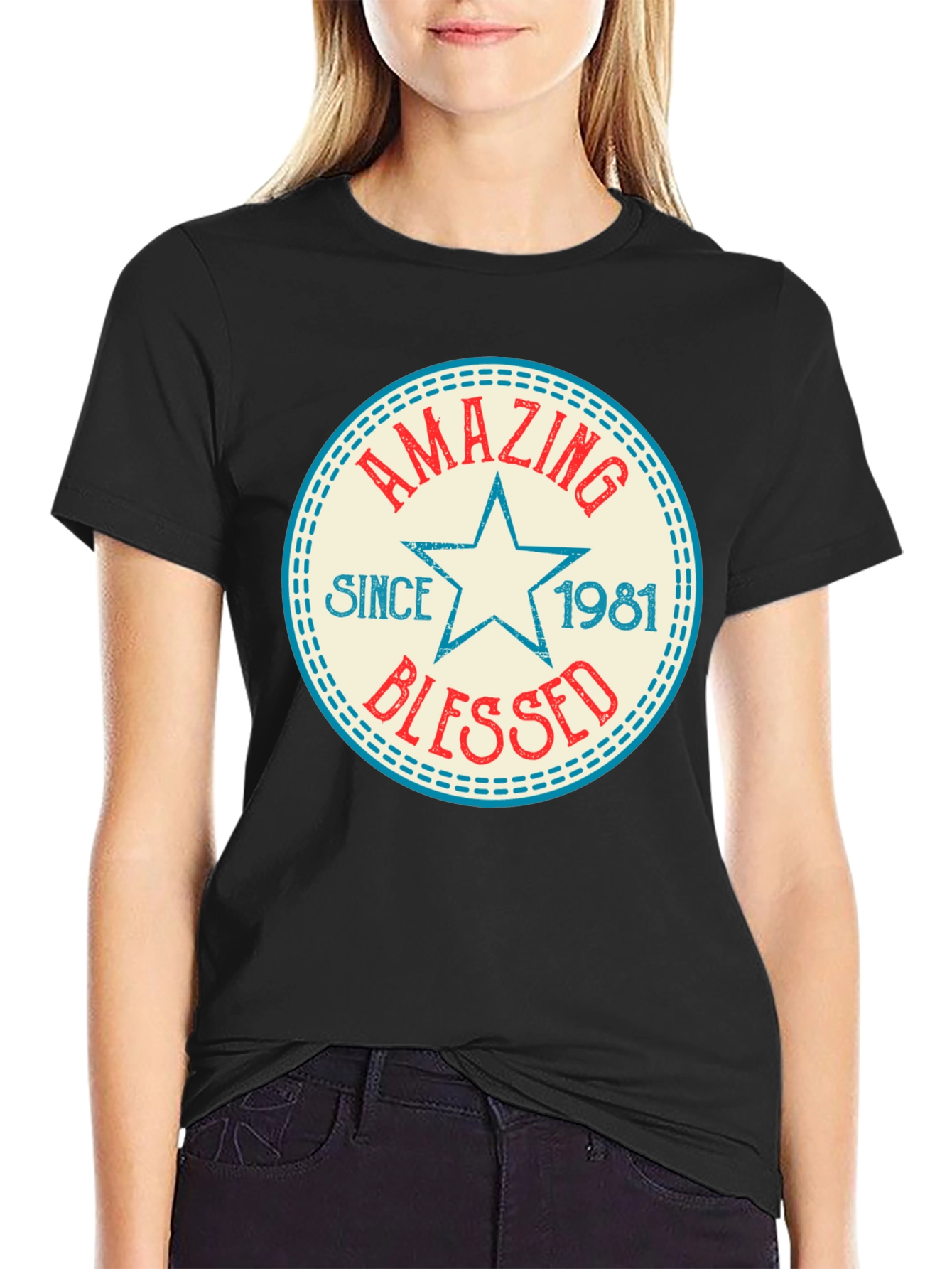 Amazing Since 1981 Black Graphic T-Shirt