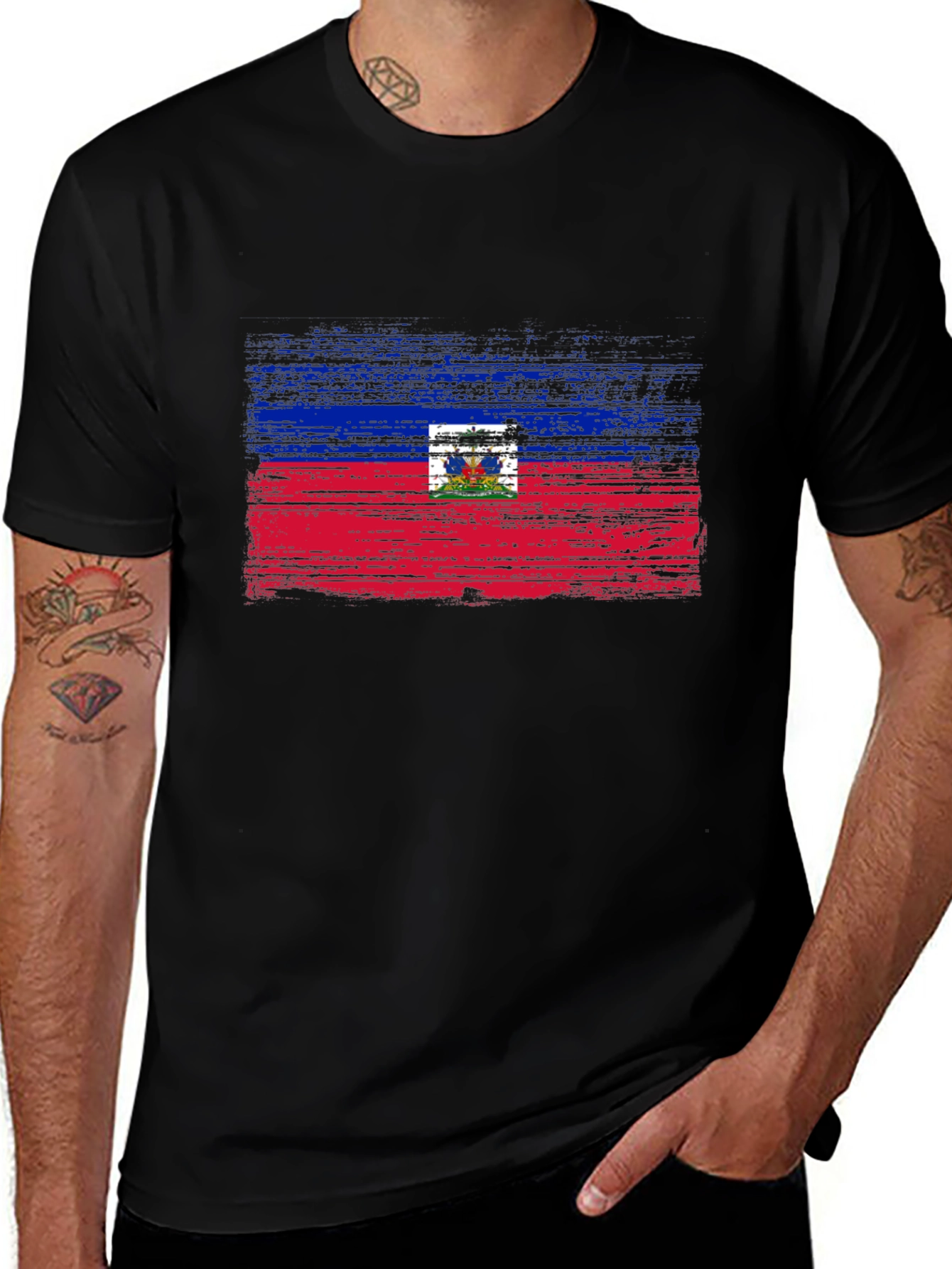 Haiti Flag T-Shirt - Distressed Design