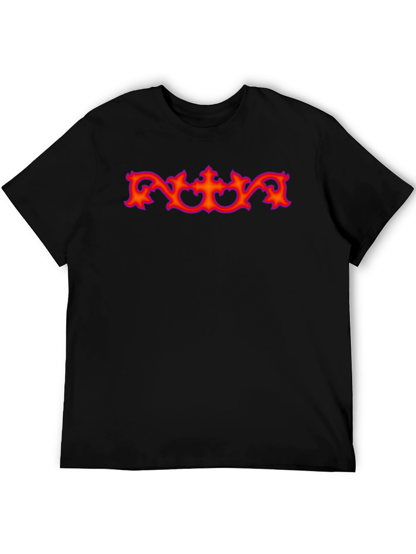 Black T-Shirt with Ornate Red Graphic