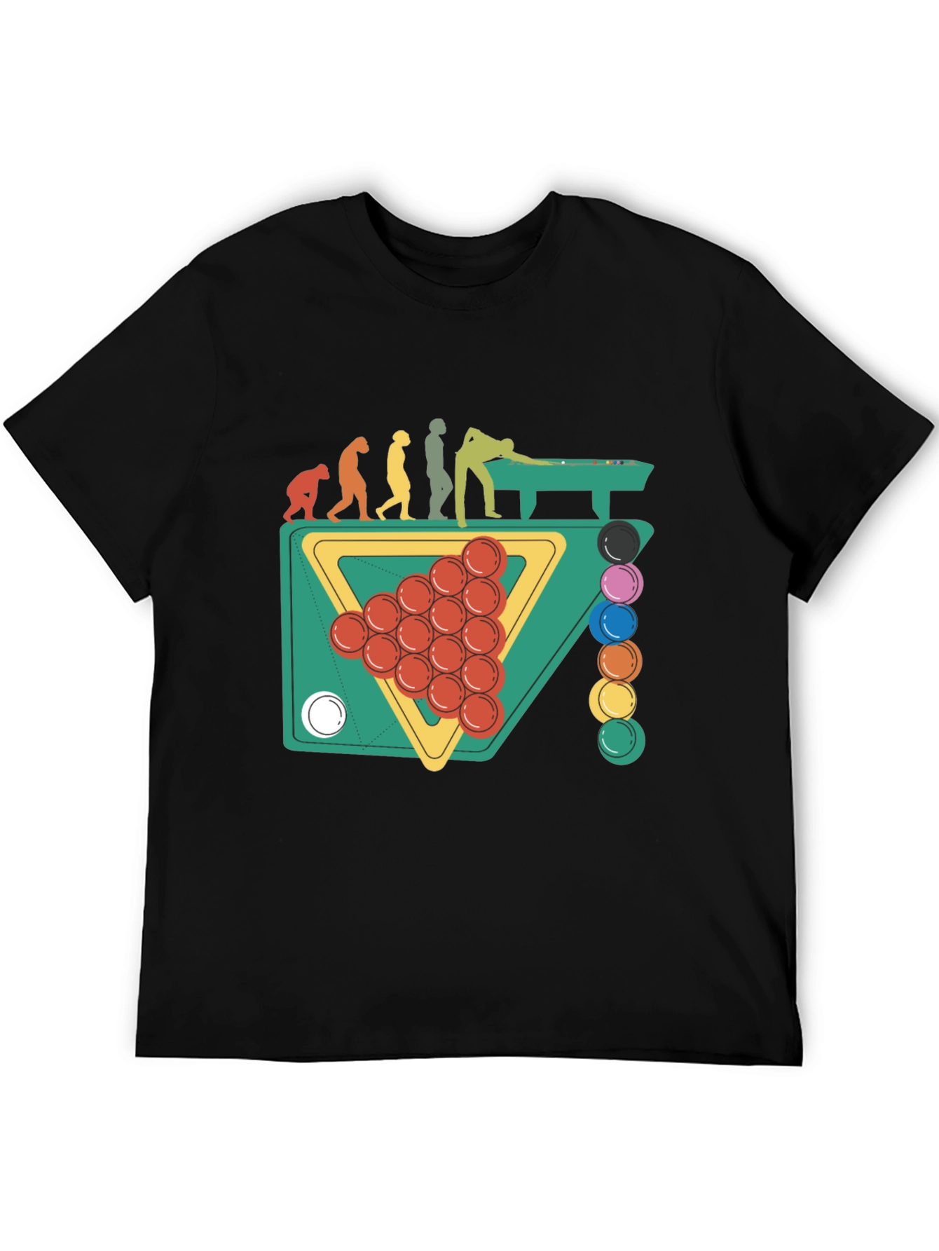 Evolution of Billiards Black Graphic T-Shirt