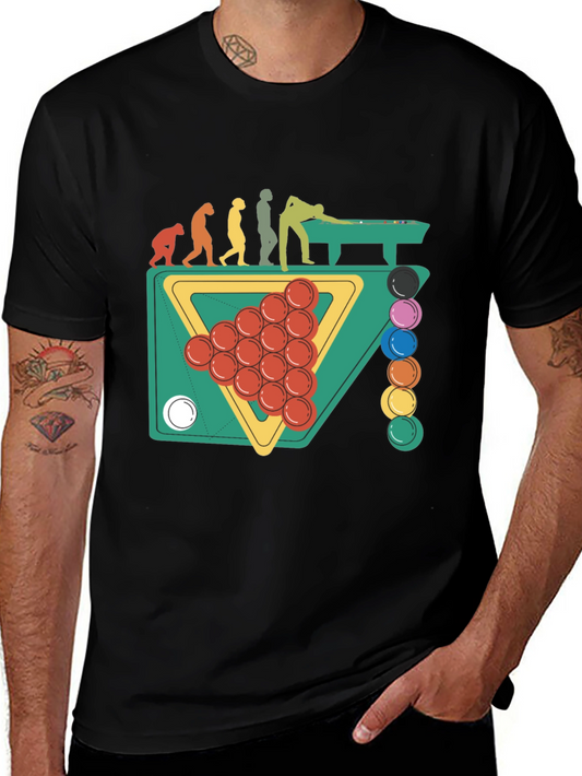 Evolution of Billiards Black Graphic T-Shirt