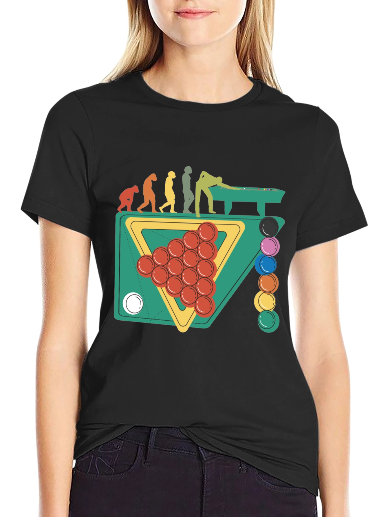 Evolution of Billiards Black Graphic T-Shirt