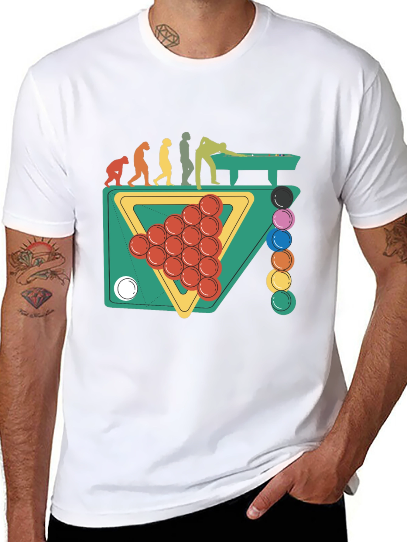 Evolution of Billiards Black Graphic T-Shirt