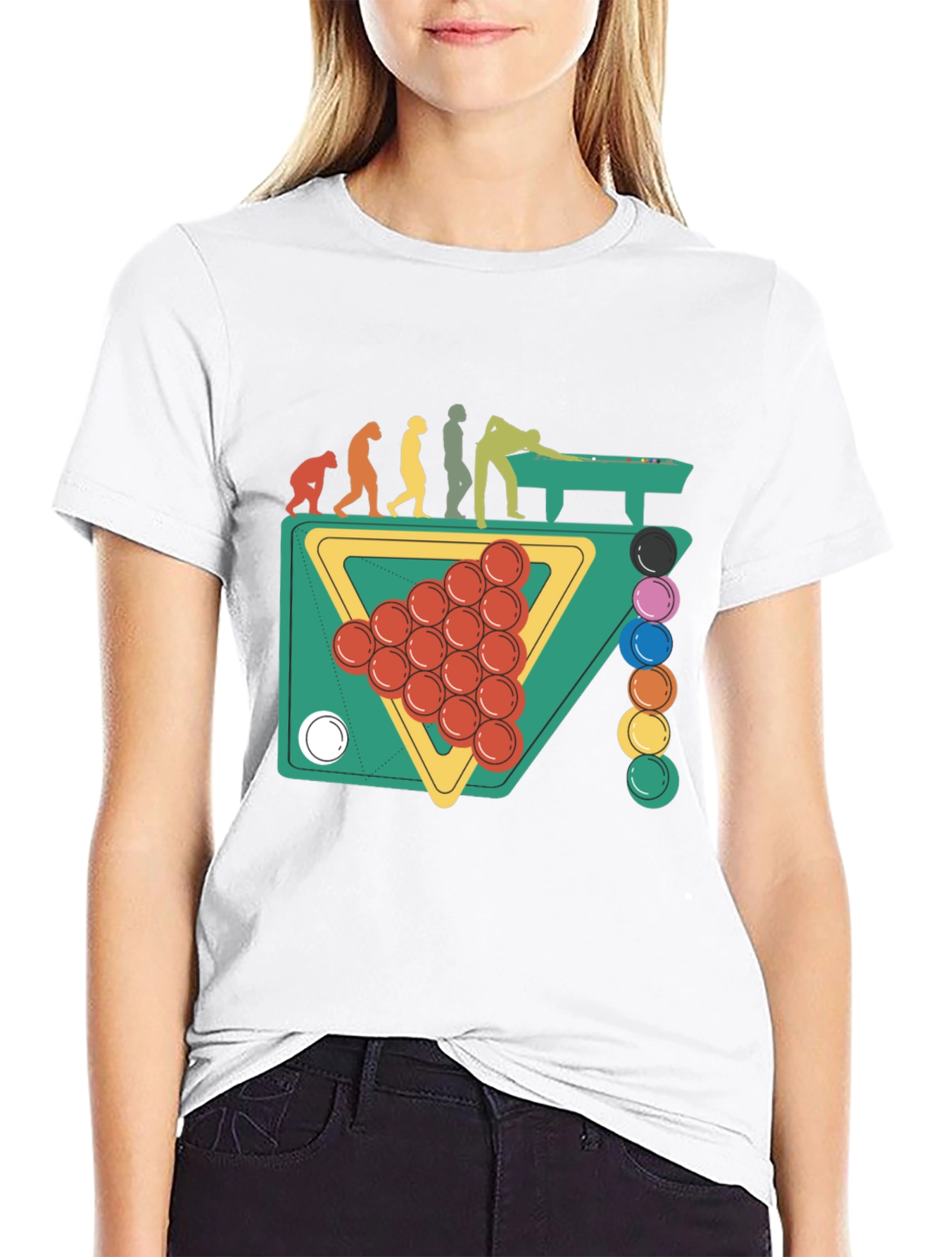 Evolution of Billiards Black Graphic T-Shirt