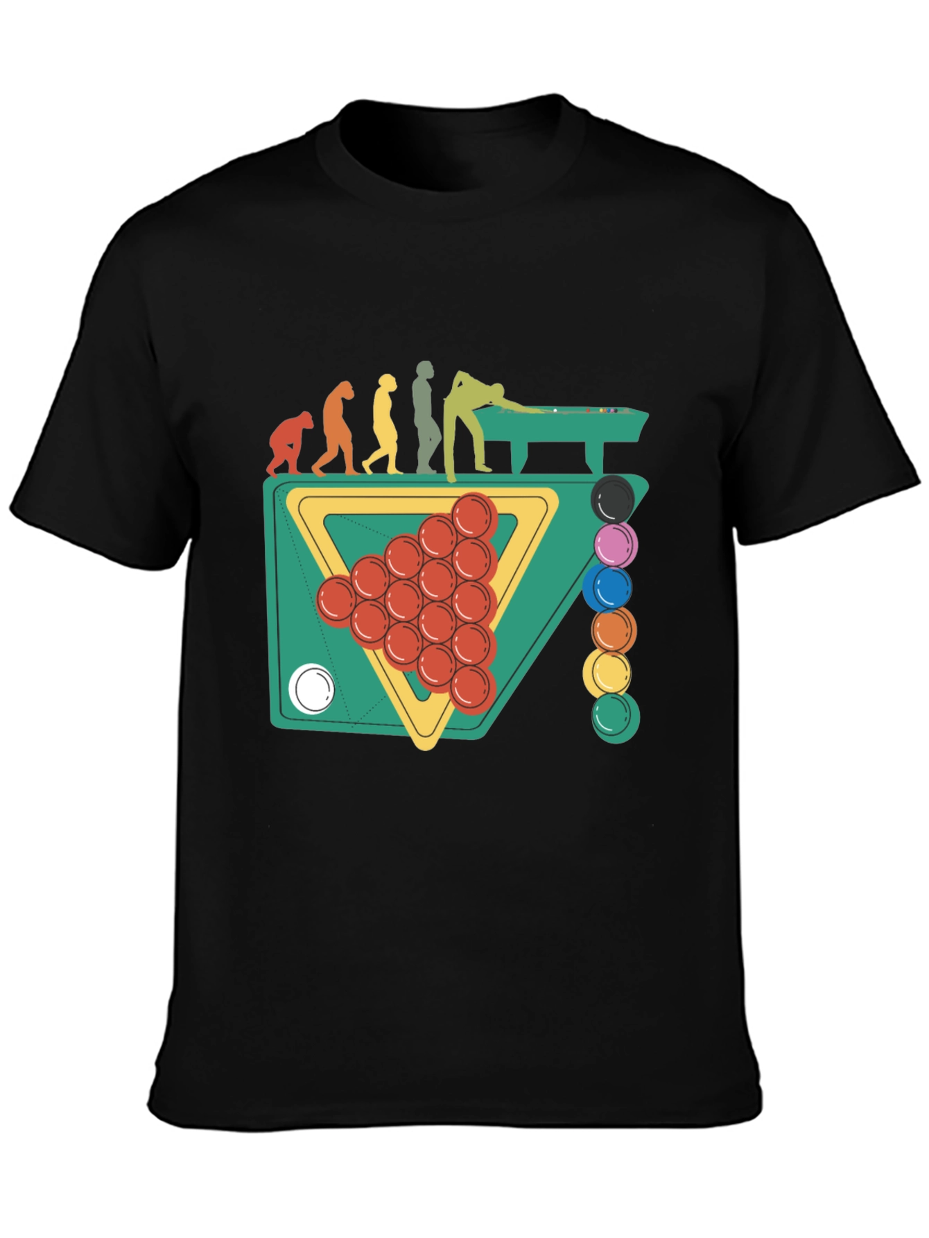 Evolution of Billiards Black Graphic T-Shirt