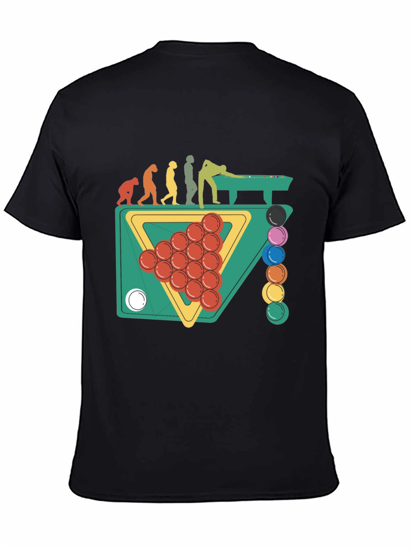 Evolution of Billiards Black Graphic T-Shirt