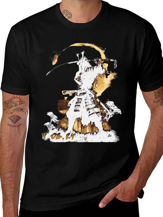Samurai Graphic T-Shirt - Mens Short Sleeve Crew Neck Tee