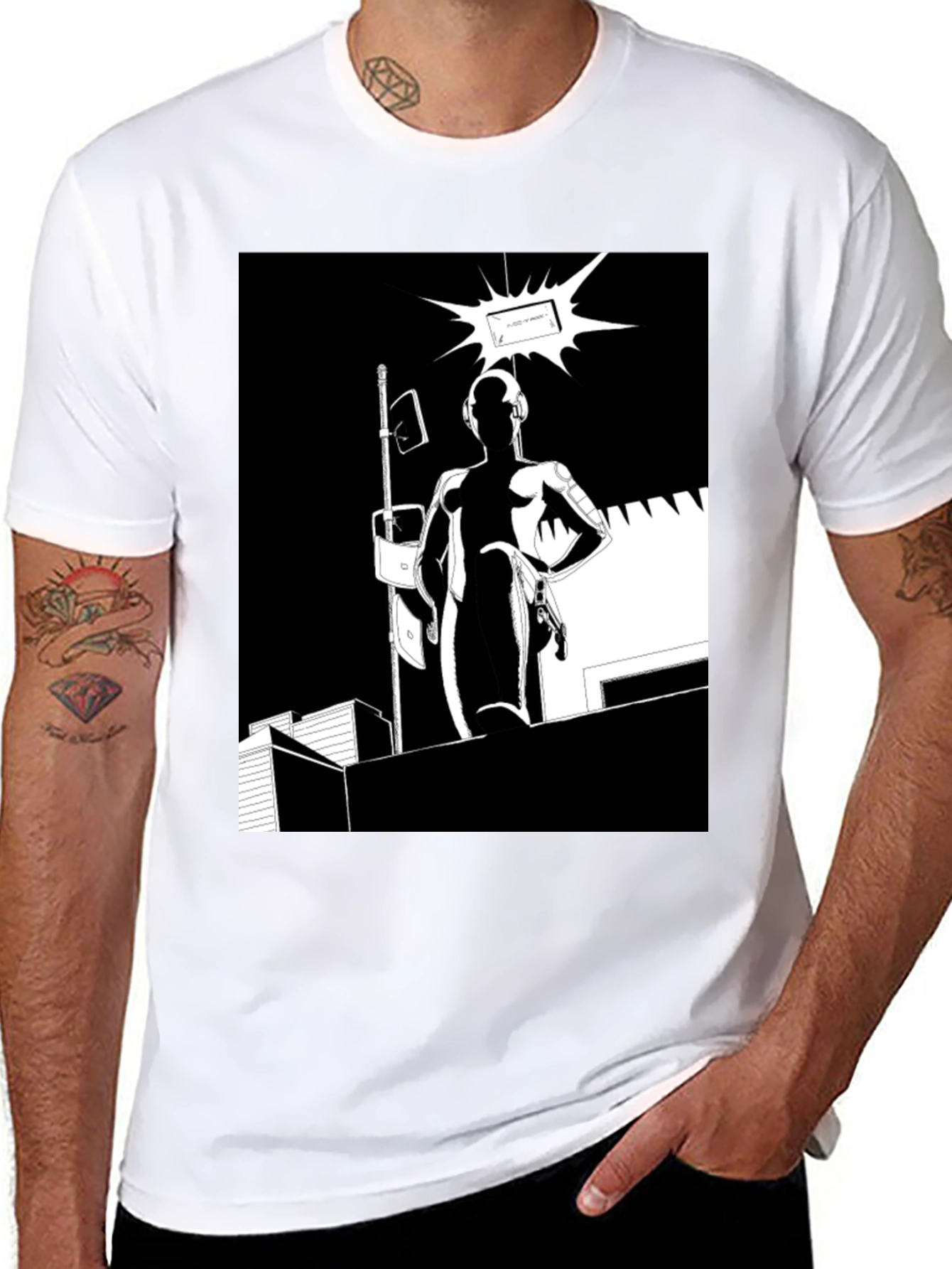 Abstract Black Graphic Tee