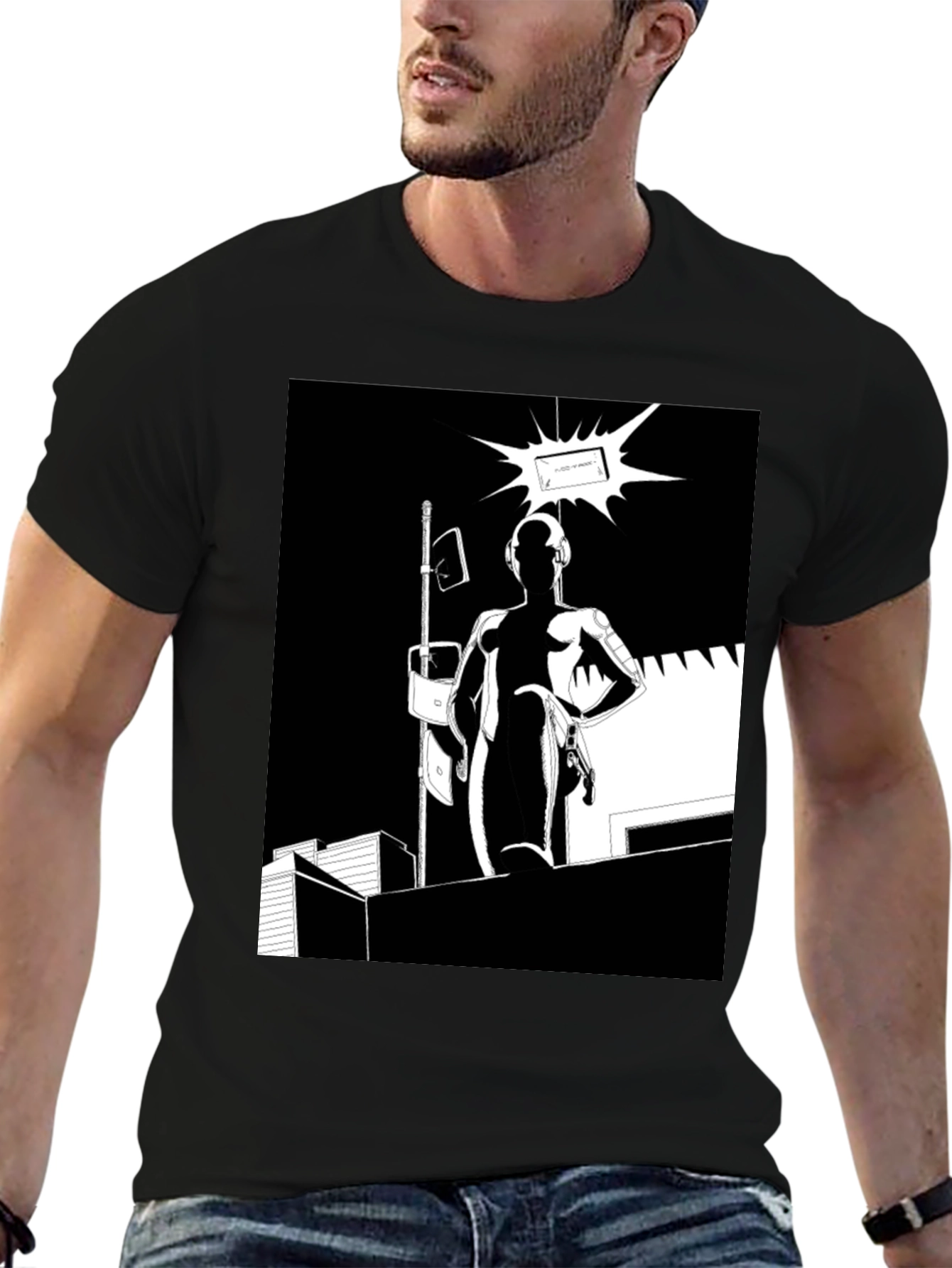 Abstract Black Graphic Tee