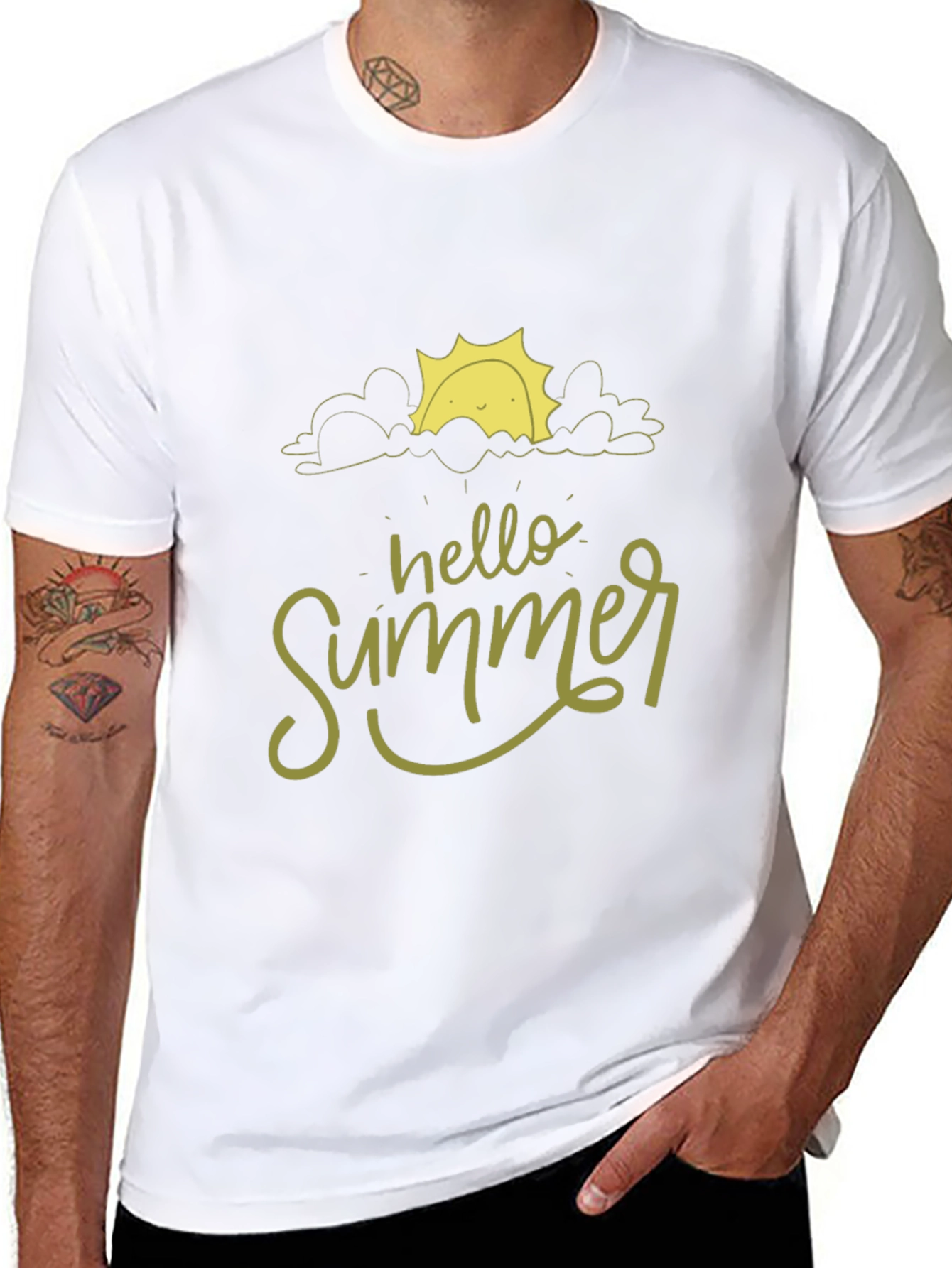 Hello Summer Black T-Shirt - Trendy Graphic Tee