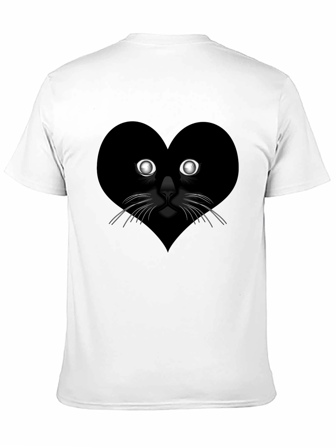 Heart Cat Graphic Tee - Black Casual T-Shirt