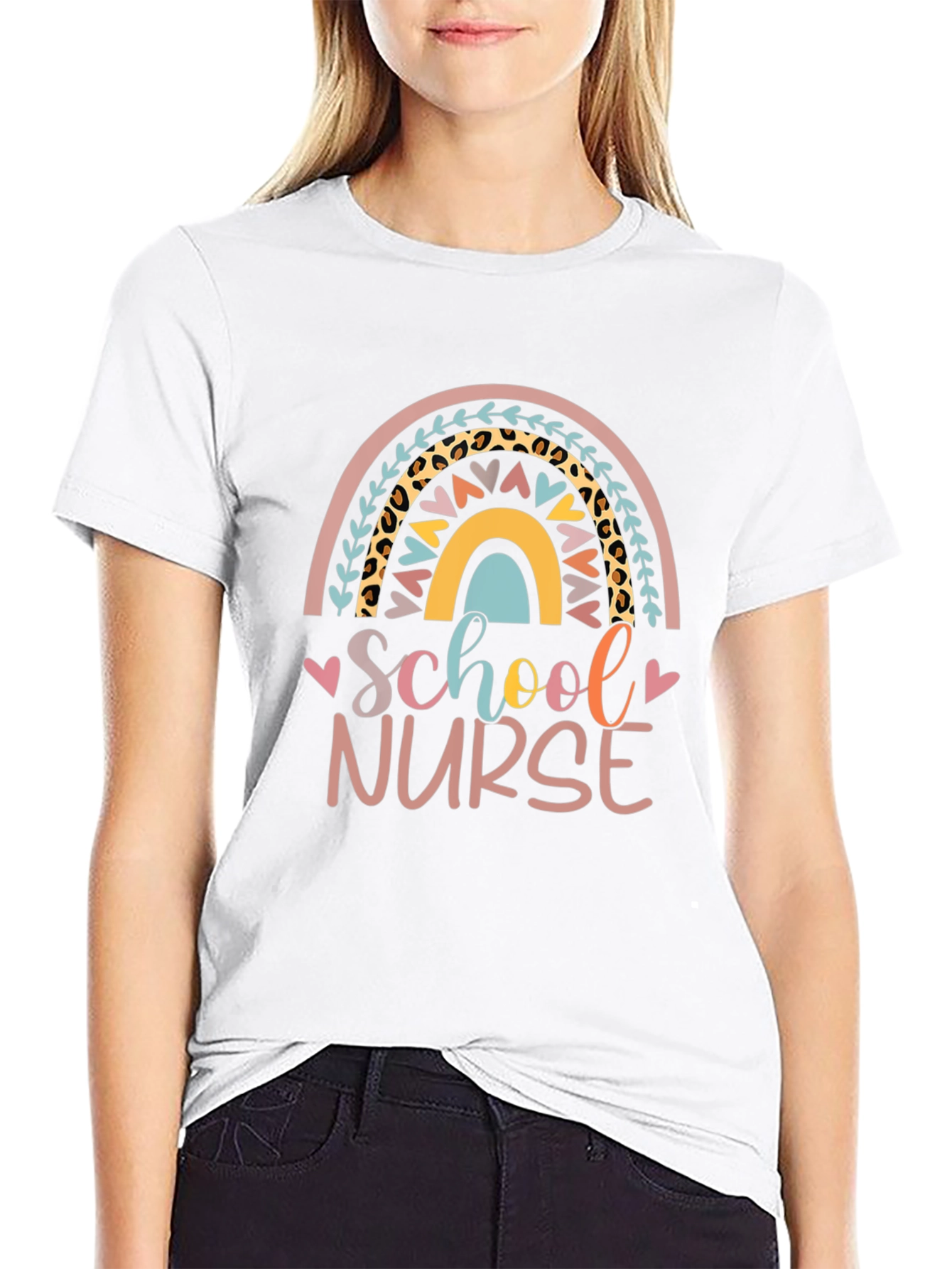 School Nurse Rainbow Graphic T-Shirt