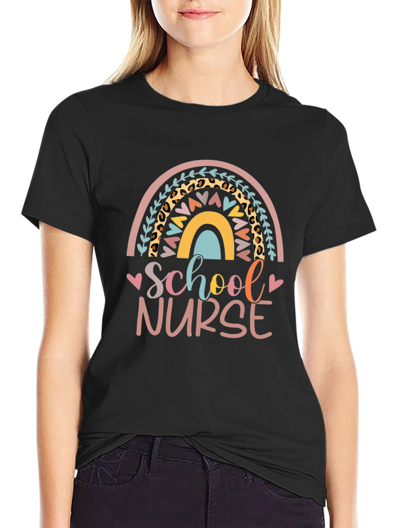 School Nurse Rainbow Graphic T-Shirt