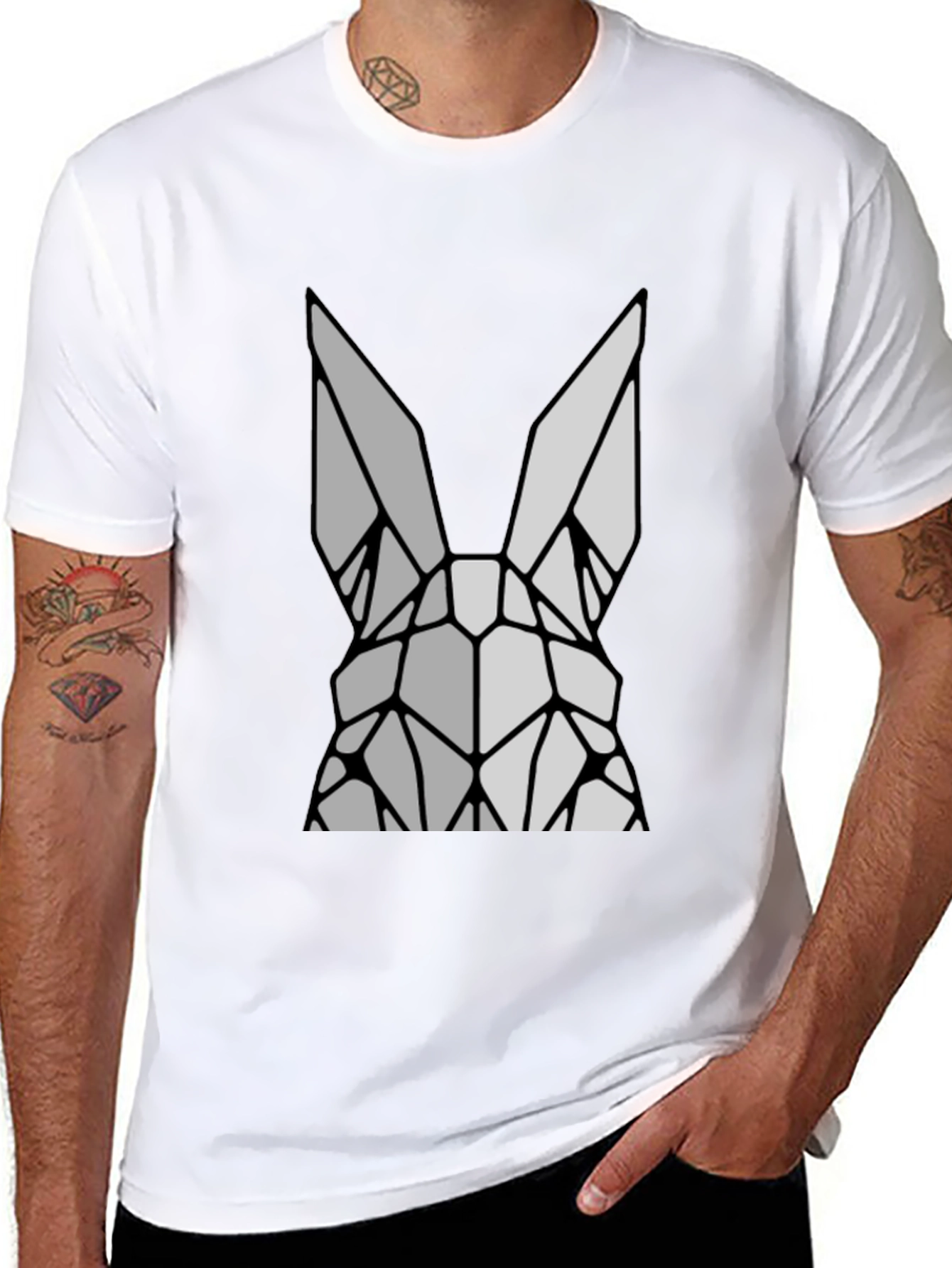 Geometric Rabbit Graphic T-Shirt