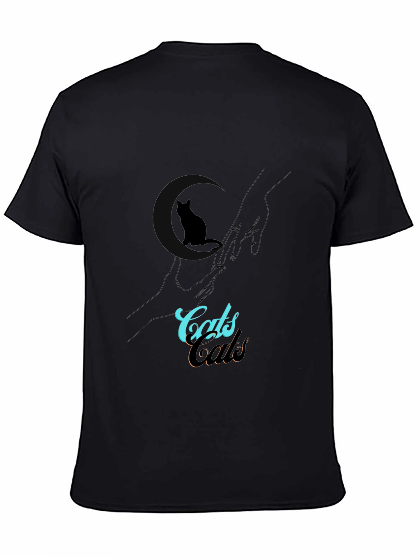 Cats Design Black T-Shirt