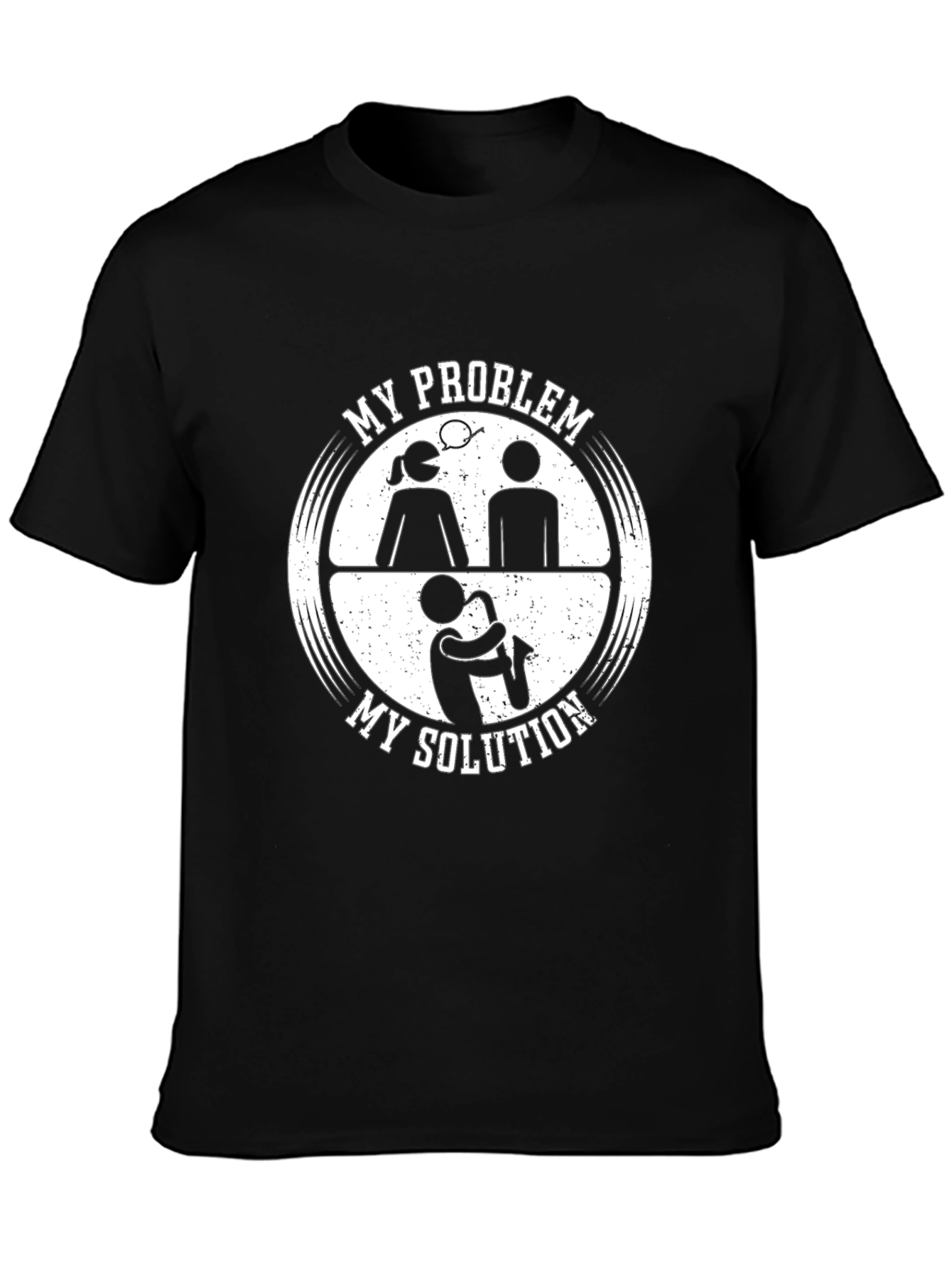 My Problem My Solution Saxophone Black T-Shirt