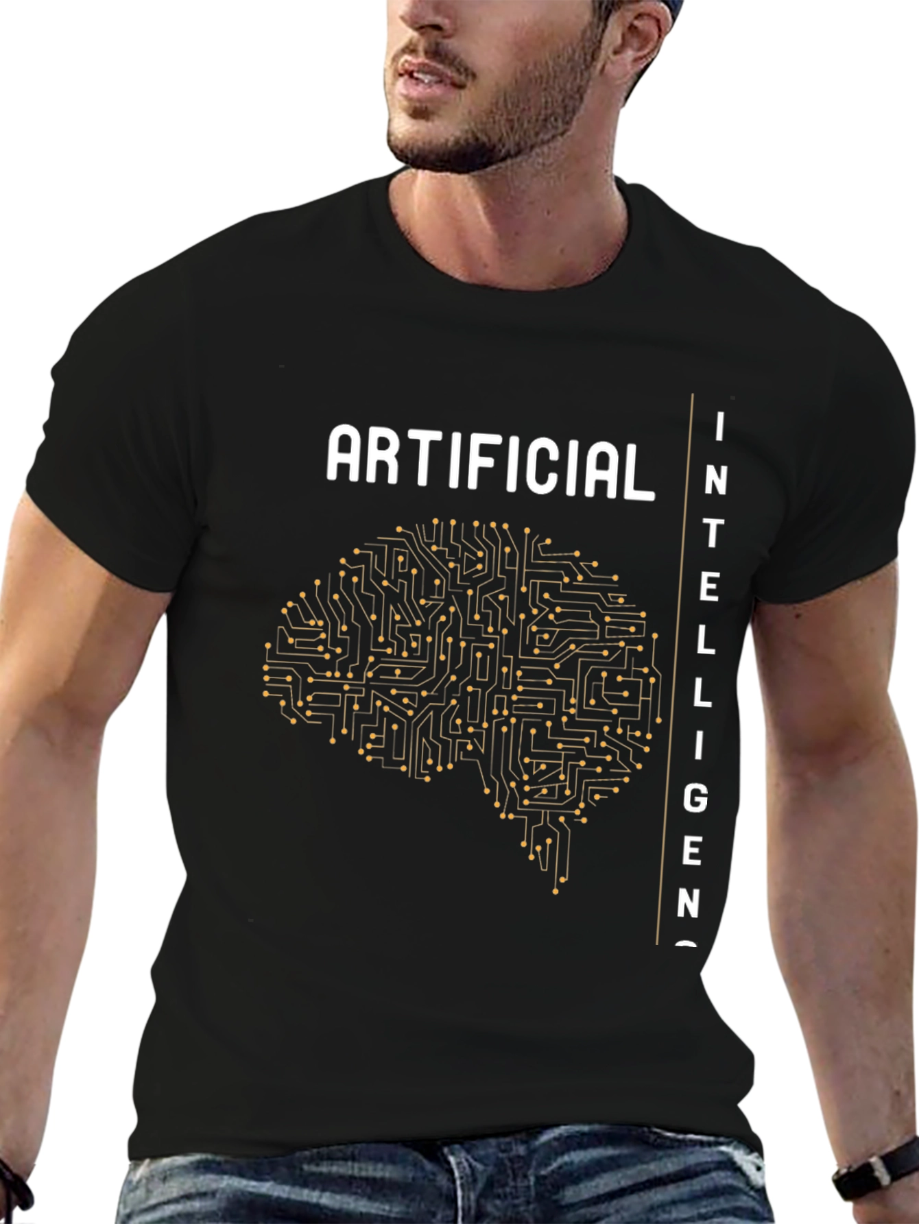 Artificial Intelligence Brain Circuit Black T-Shirt