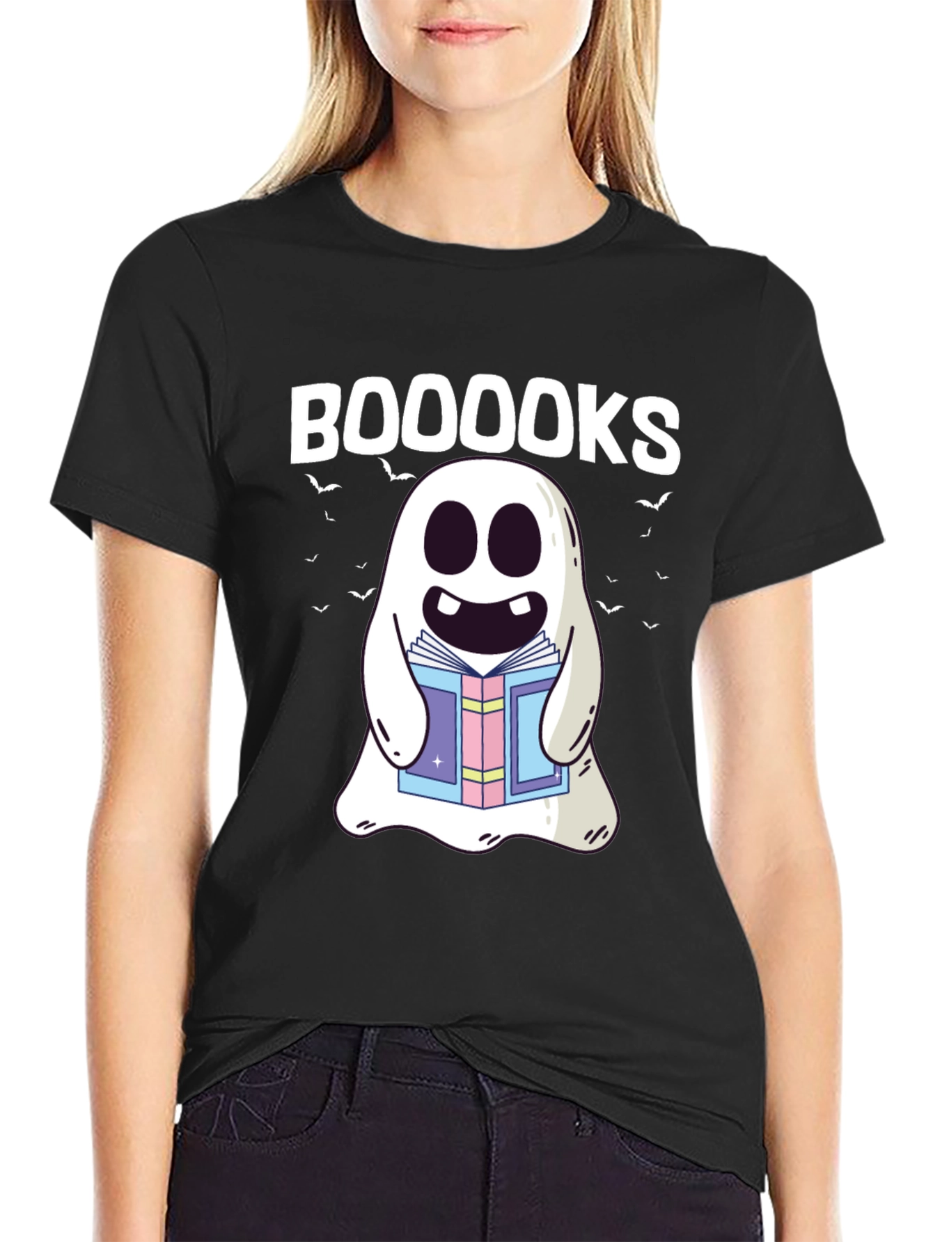 Booooks Ghost T-Shirt - Halloween Spooky Reading