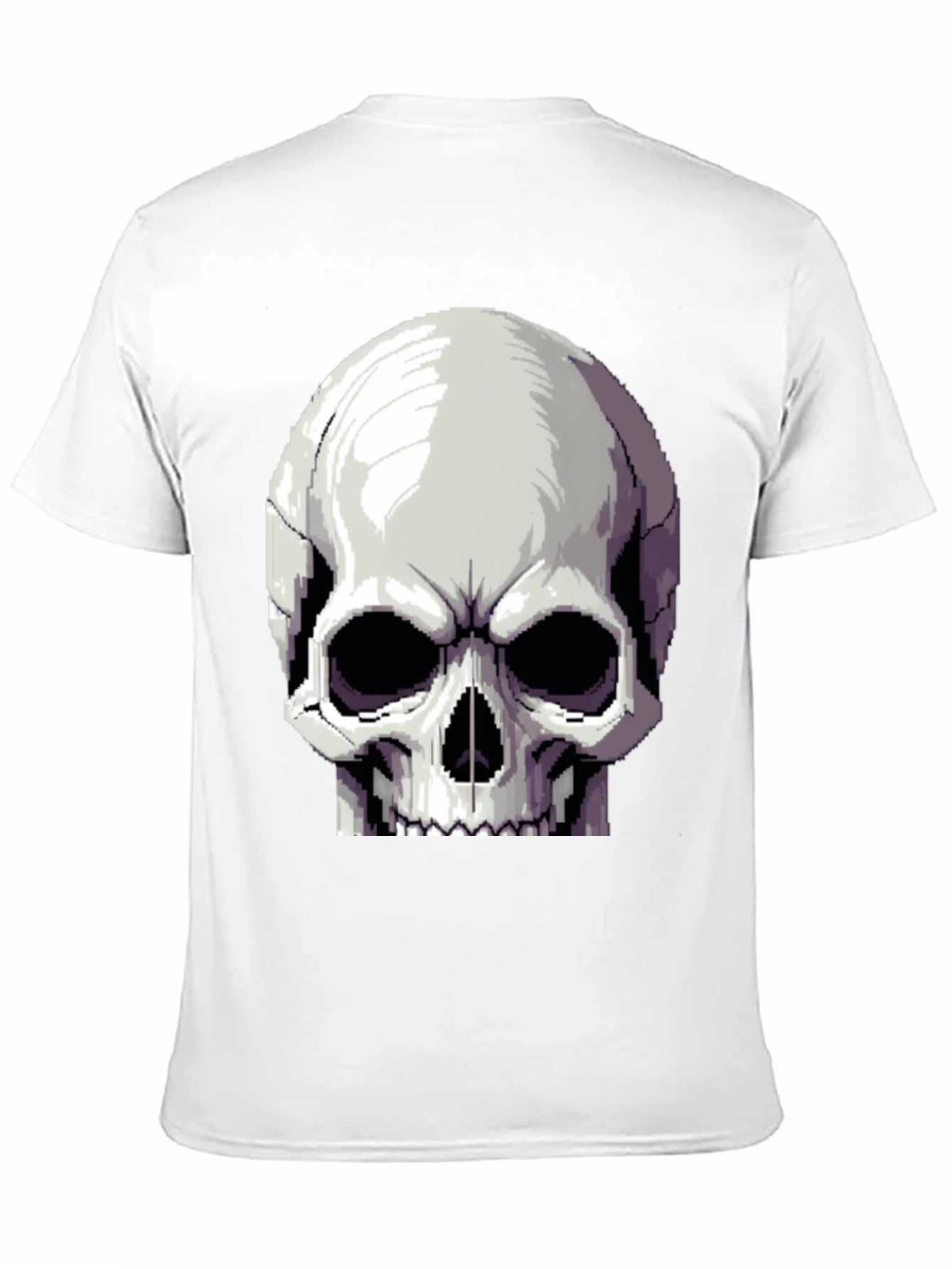 Pixel Skull Graphic Tee - Black Cotton Shirt