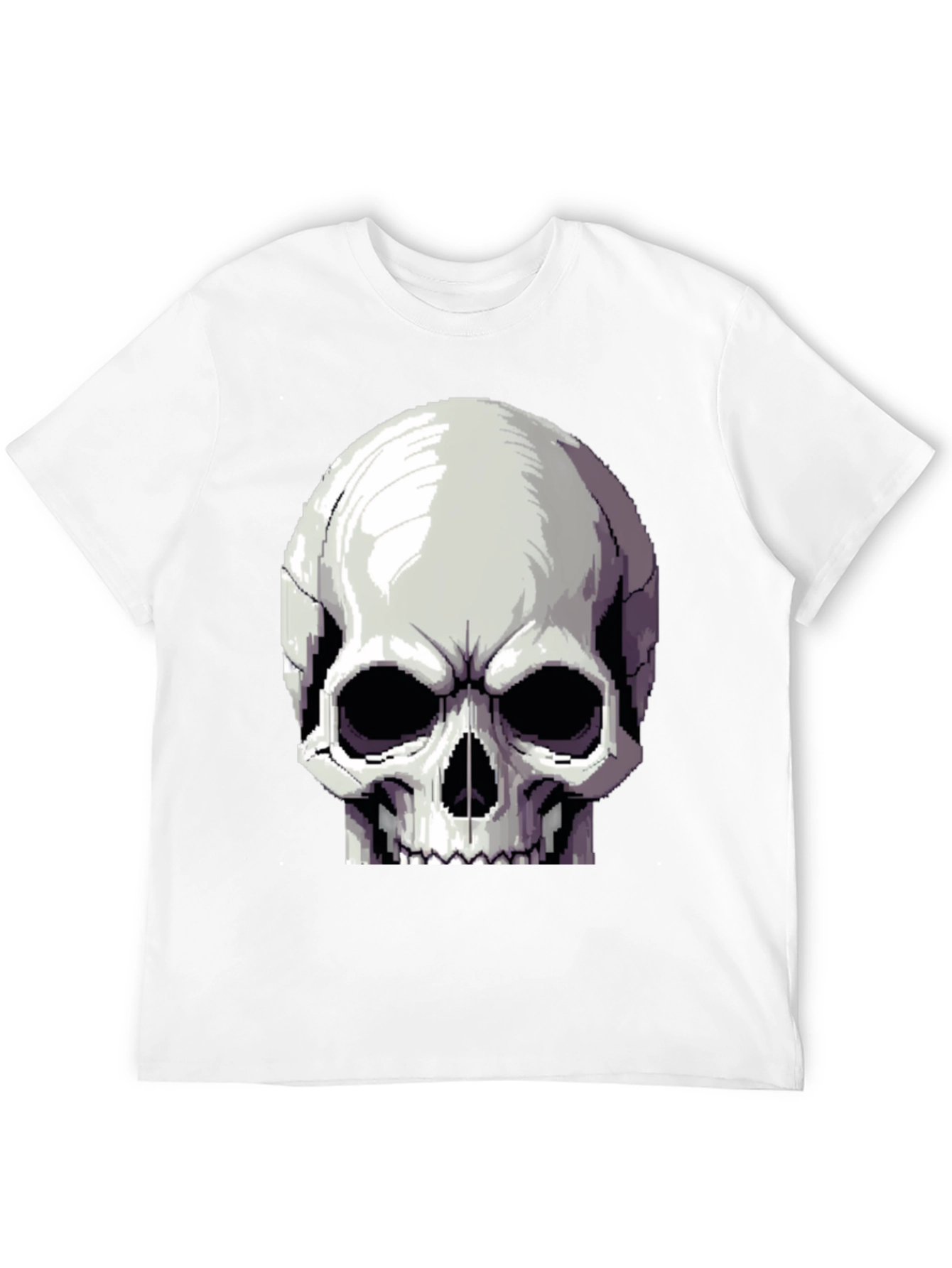 Pixel Skull Graphic Tee - Black Cotton Shirt
