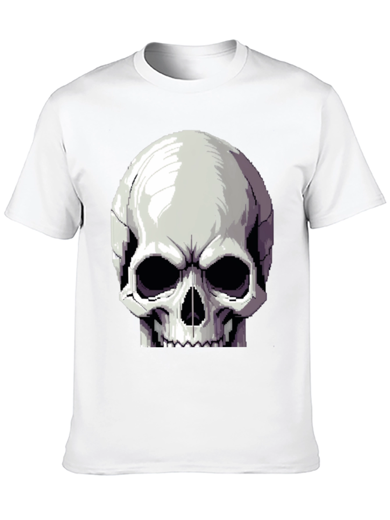 Pixel Skull Graphic Tee - Black Cotton Shirt