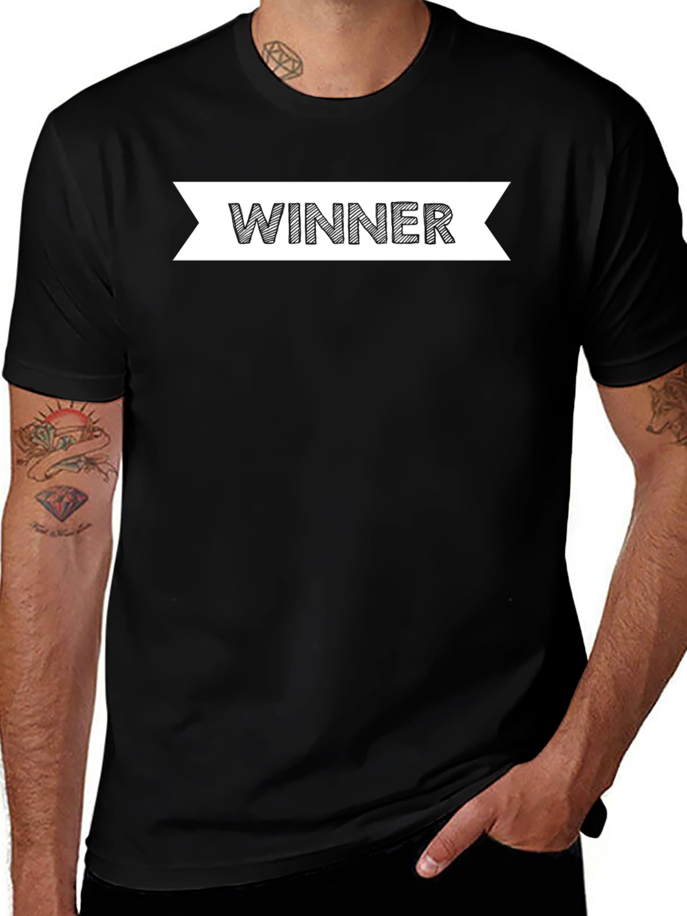 Winner Graphic T-Shirt - Black Mens Casual Wear