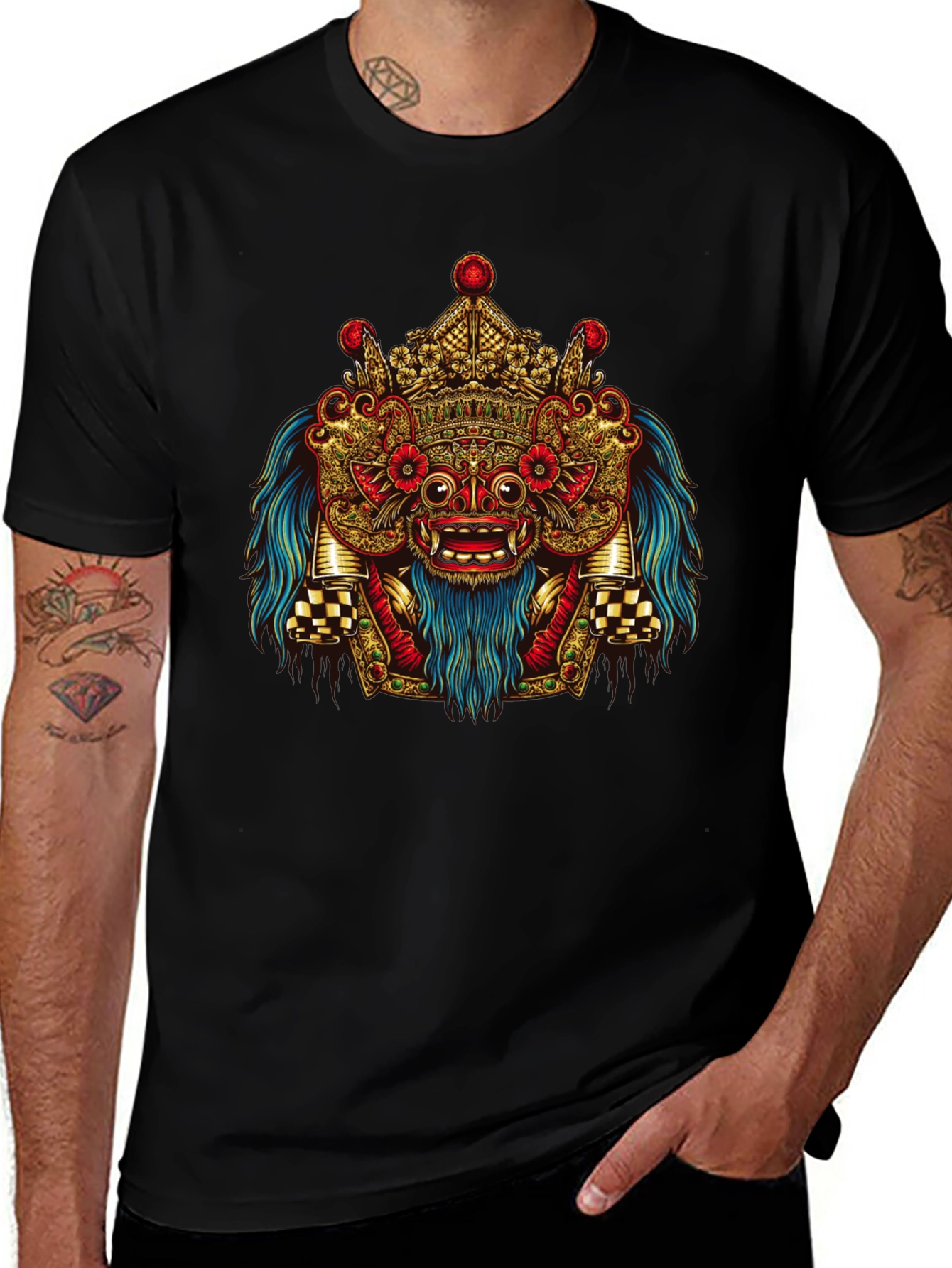 Balinese Barong Graphic Tee - Unique Cultural Design