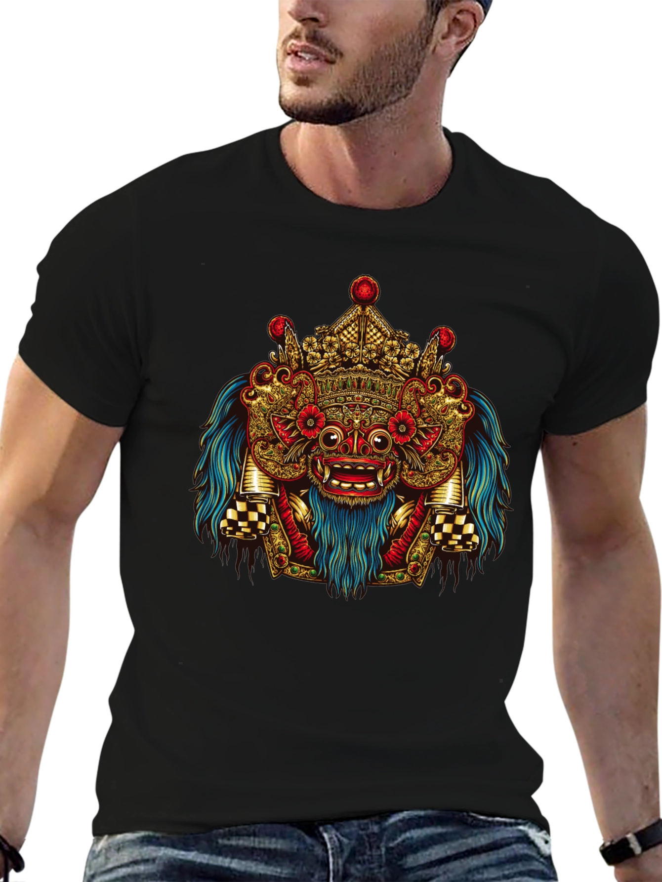 Balinese Barong Graphic Tee - Unique Cultural Design