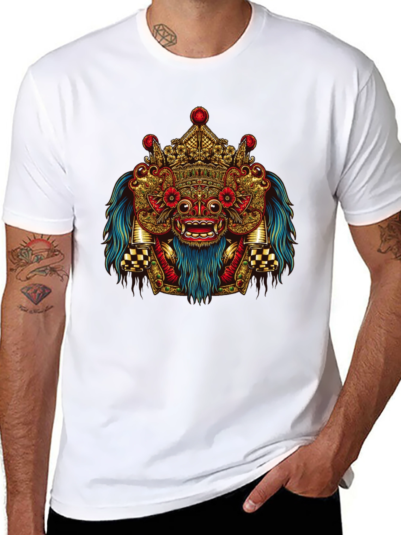 Balinese Barong Graphic Tee - Unique Cultural Design