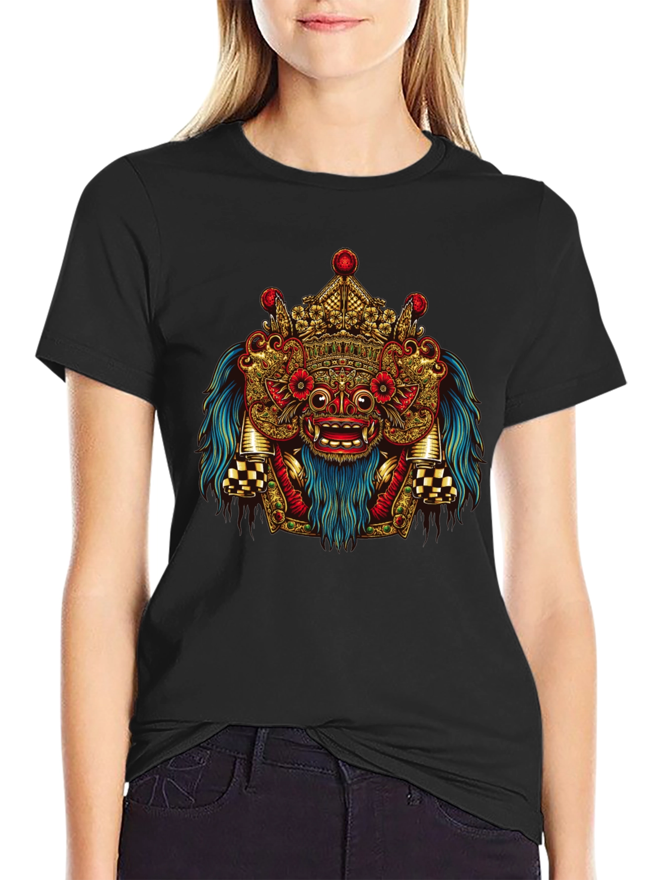 Balinese Barong Graphic Tee - Unique Cultural Design