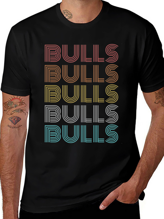 Retro Bulls Graphic Tee - Stylish Mens T-Shirt