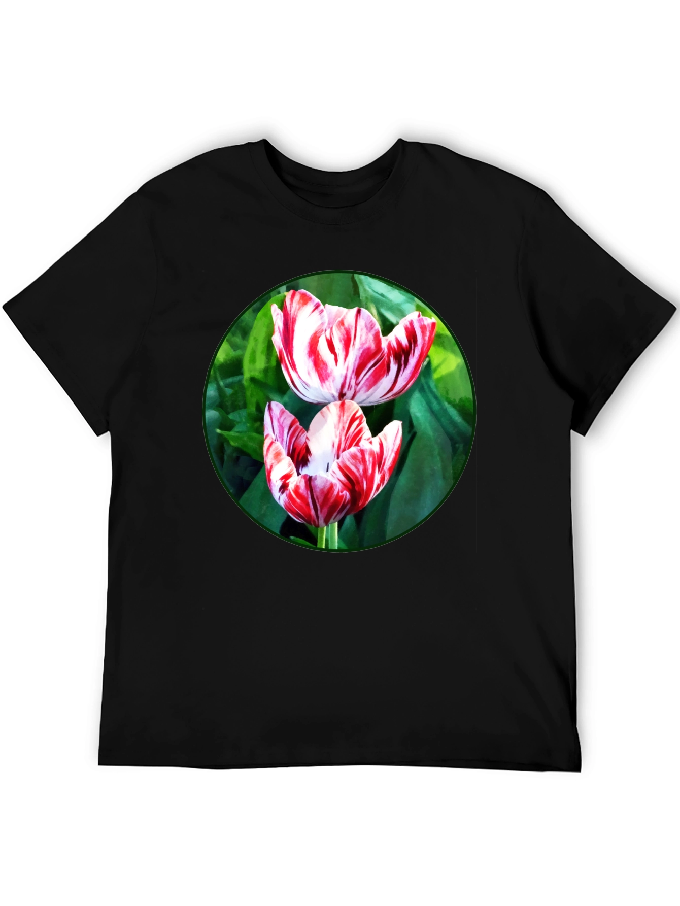 Floral Print T-Shirt: Tulip Garden Design