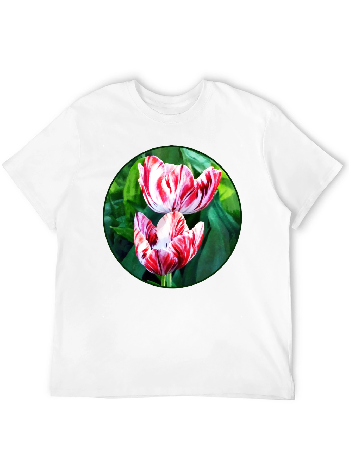 Floral Print T-Shirt: Tulip Garden Design