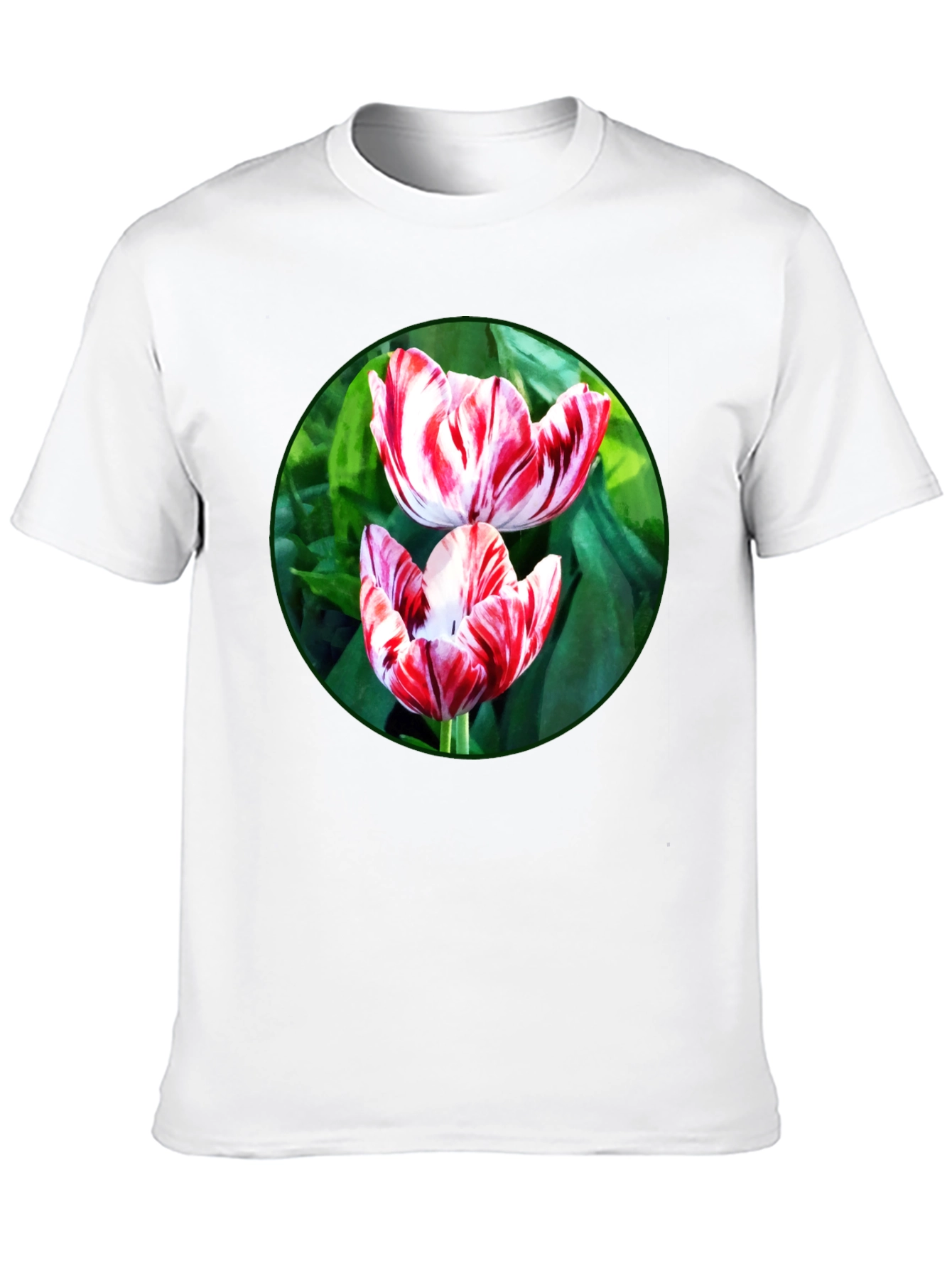 Floral Print T-Shirt: Tulip Garden Design