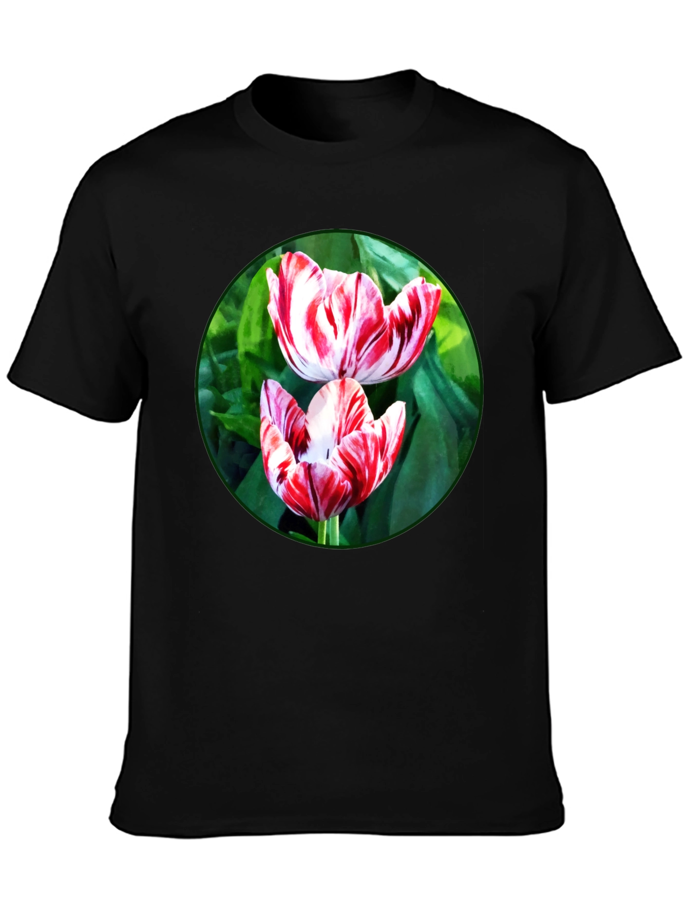 Floral Print T-Shirt: Tulip Garden Design