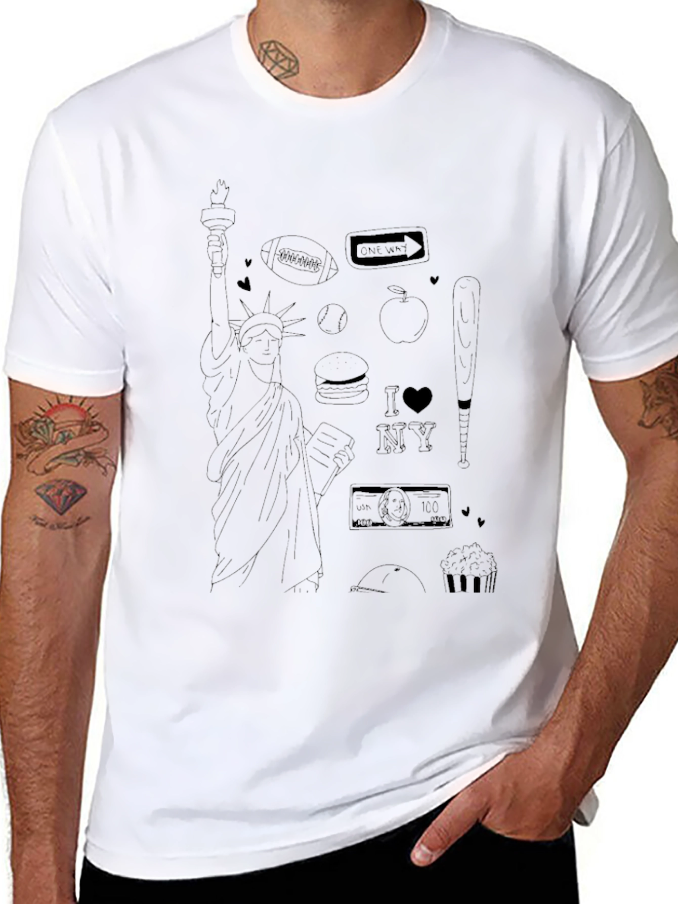 NYC Doodle T-Shirt | Mens Black Short Sleeve