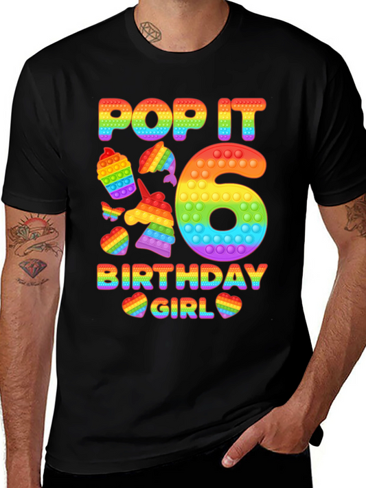 Pop It Birthday Girl 6 Rainbow T-Shirt