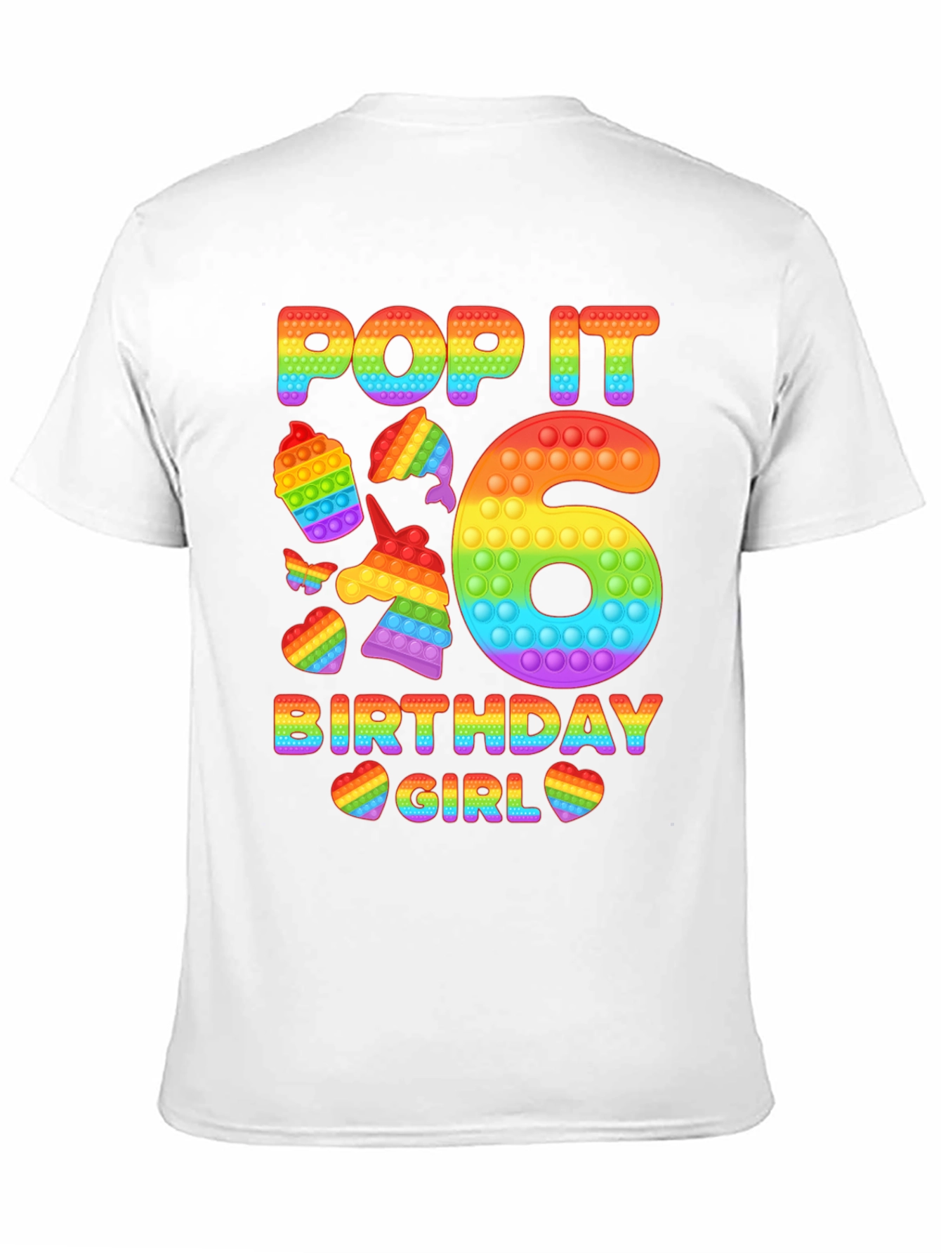 Pop It Birthday Girl 6 Rainbow T-Shirt
