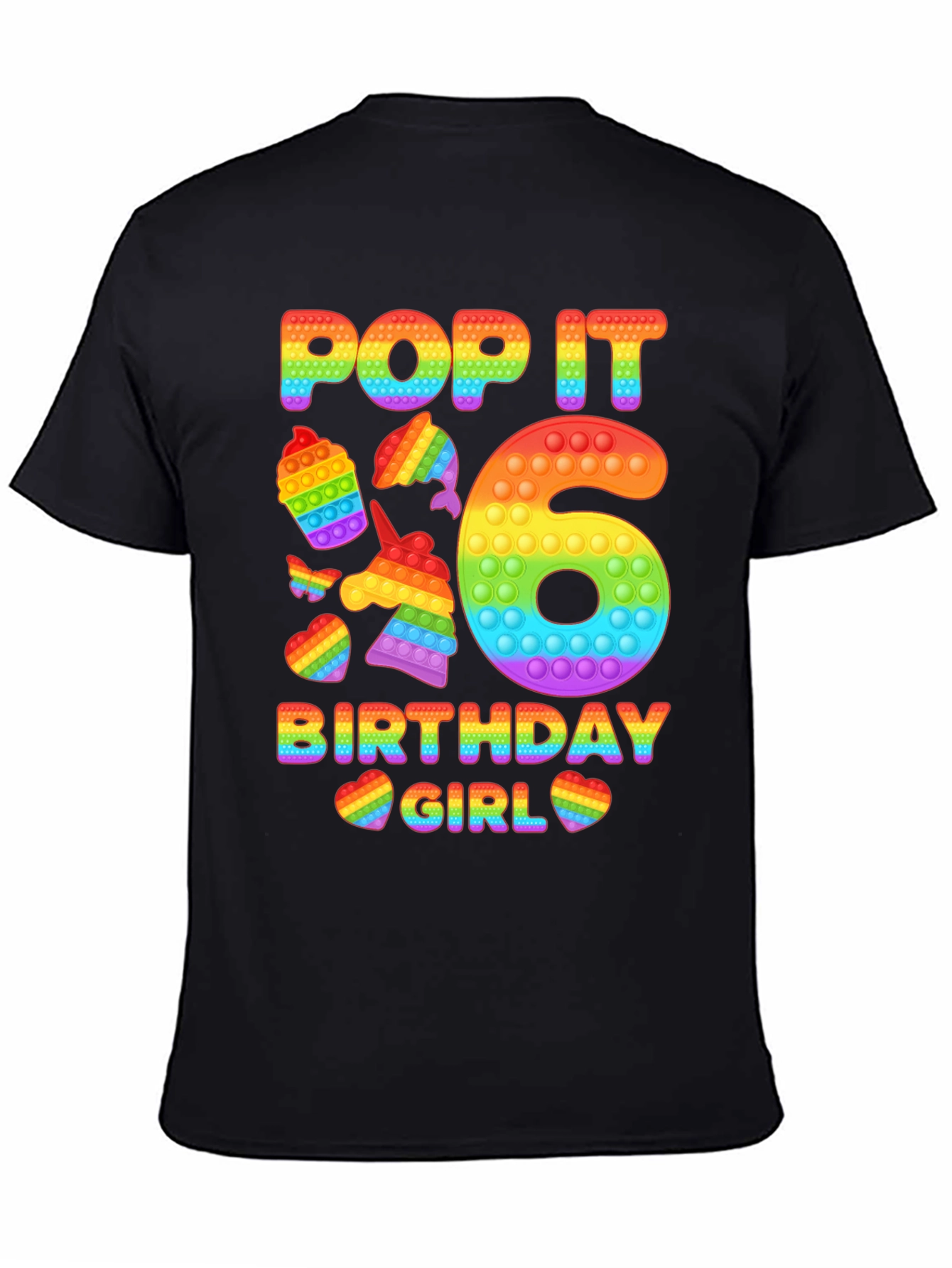 Pop It Birthday Girl 6 Rainbow T-Shirt