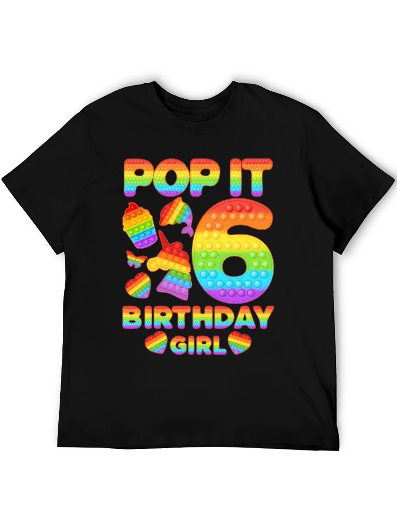 Pop It Birthday Girl 6 Rainbow T-Shirt