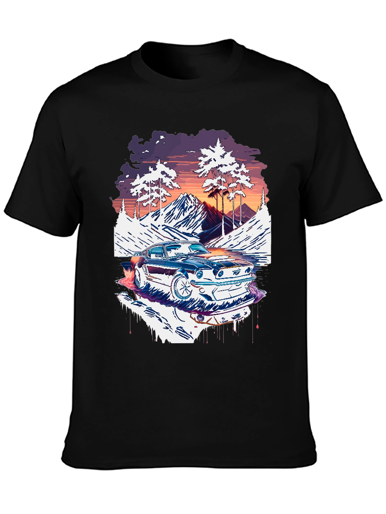 Retro Car Graphic Tee - Mountain Road Trip Shirt