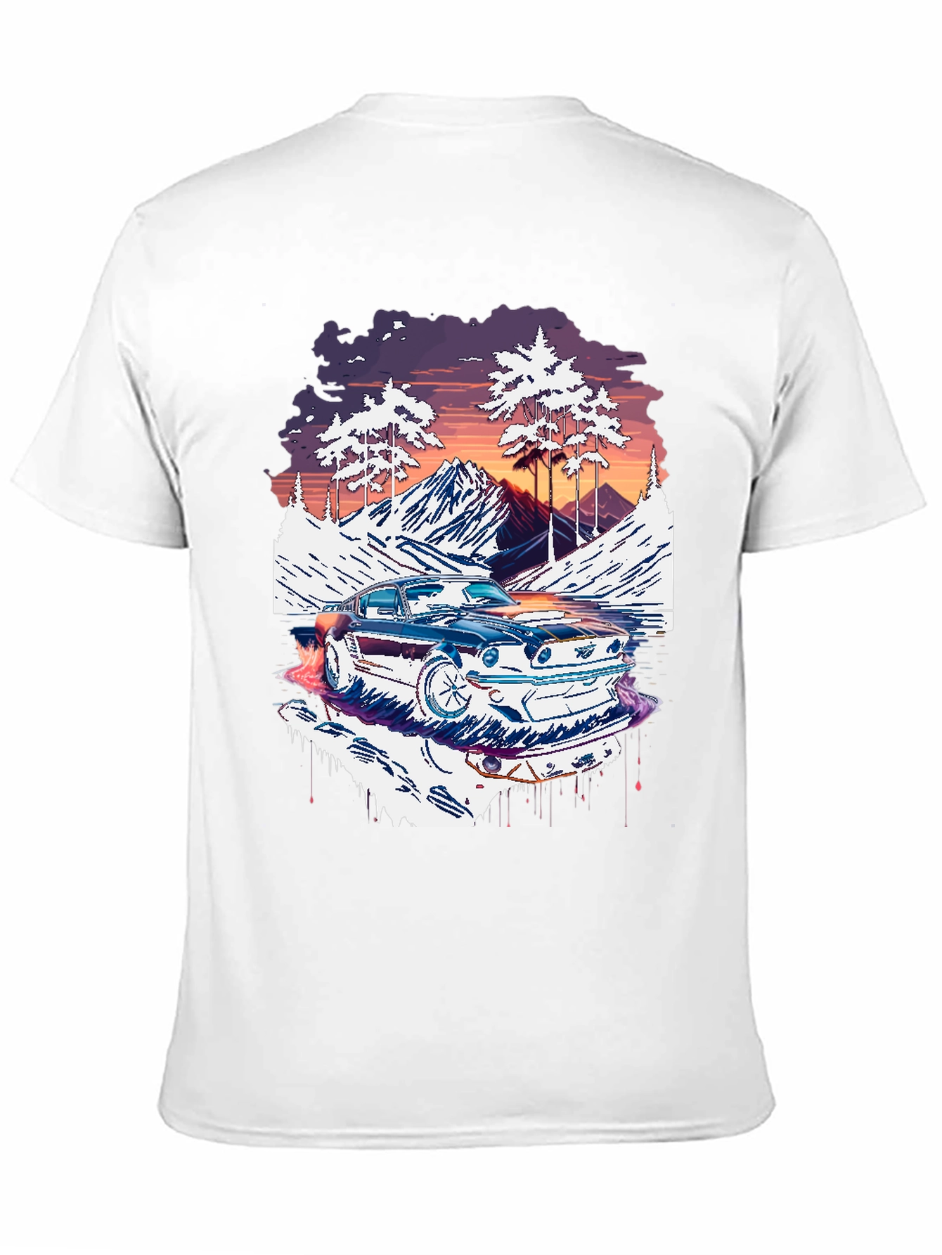 Retro Car Graphic Tee - Mountain Road Trip Shirt