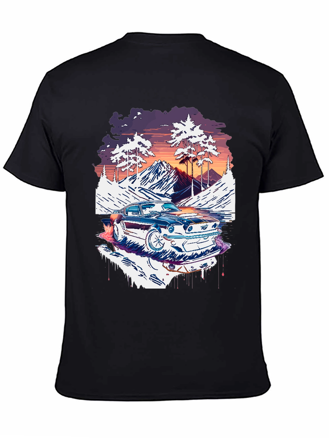 Retro Car Graphic Tee - Mountain Road Trip Shirt