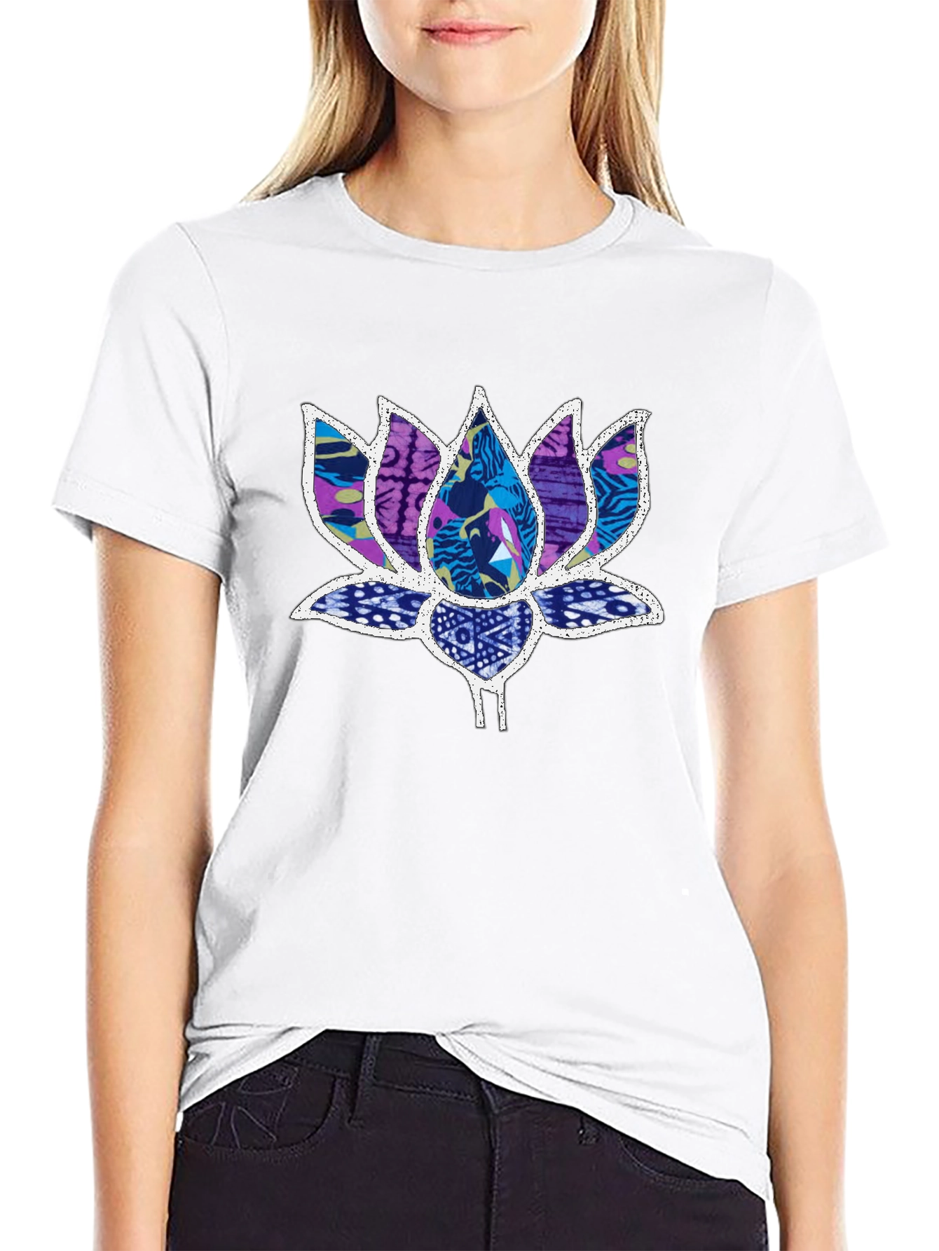 Lotus Flower Graphic Black T-Shirt