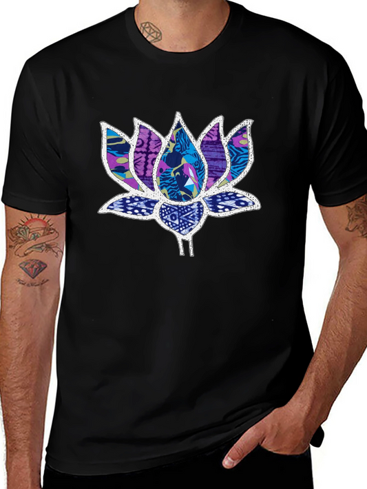Lotus Flower Graphic Black T-Shirt