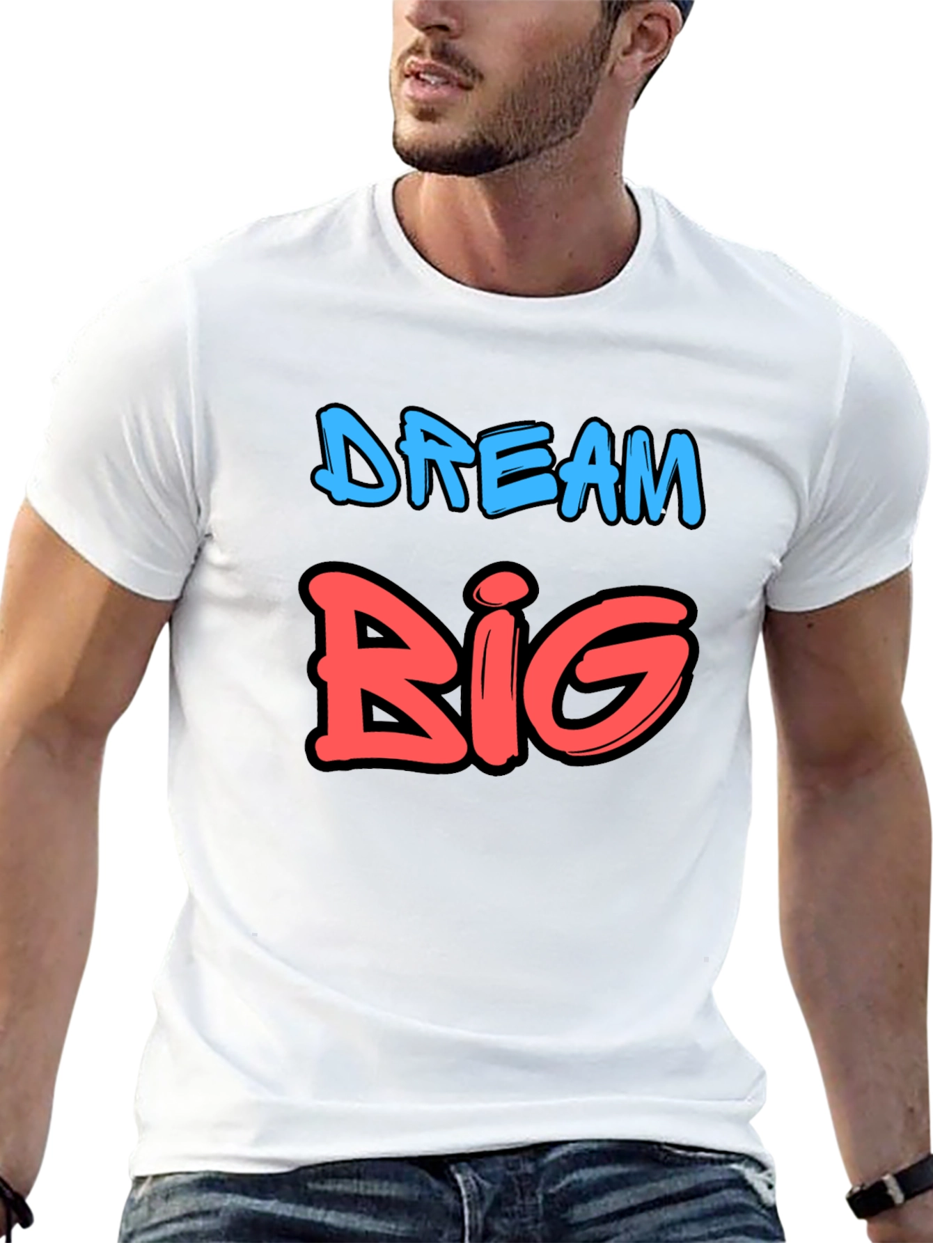Dream Big Graphic Tee - Black Cotton T-Shirt