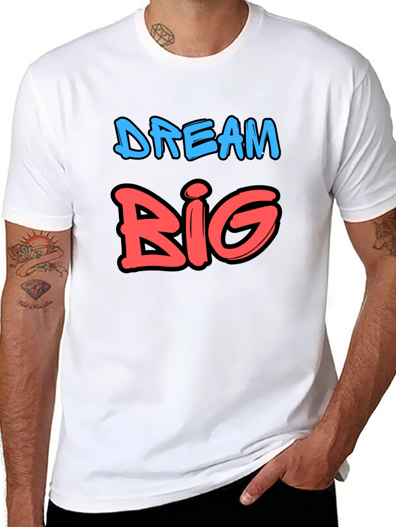 Dream Big Graphic Tee - Black Cotton T-Shirt