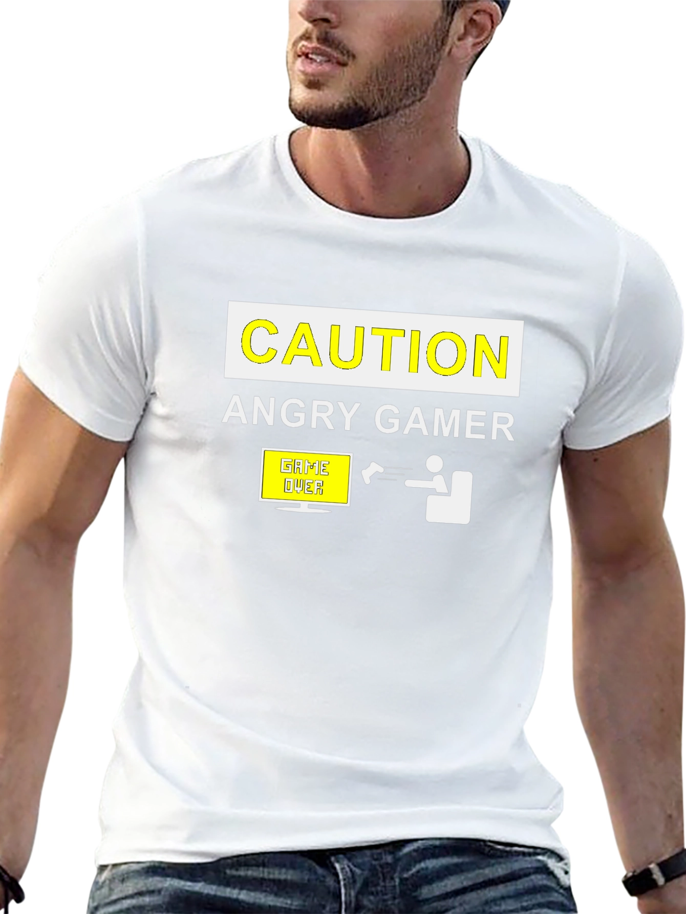 Angry Gamer Caution T-Shirt: Funny Video Game Tee