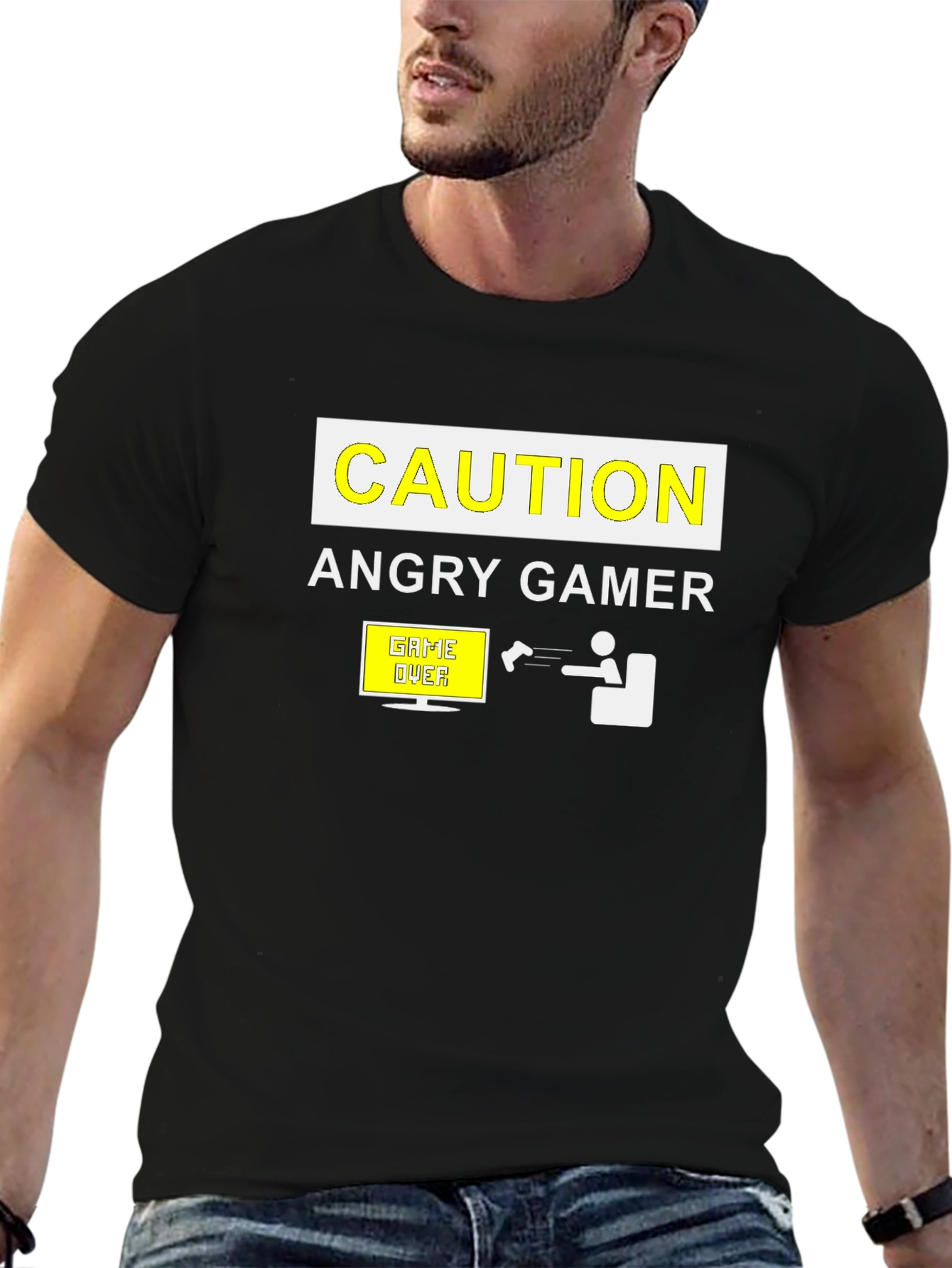 Angry Gamer Caution T-Shirt: Funny Video Game Tee